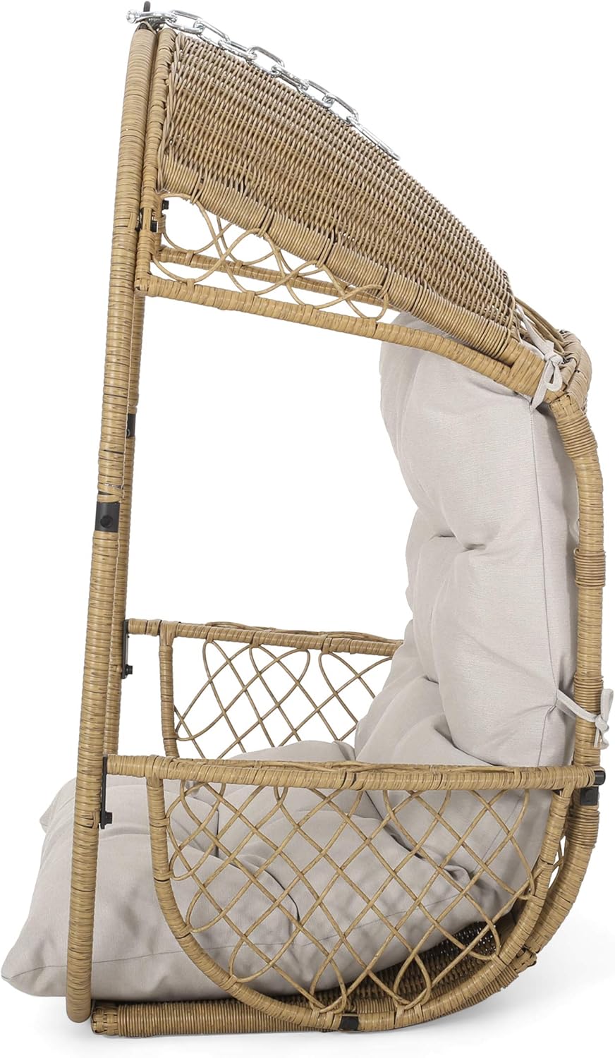 Christopher Knight Home Becky Wicker Hanging Chair with Cushion (Stand Not Included), White, Green