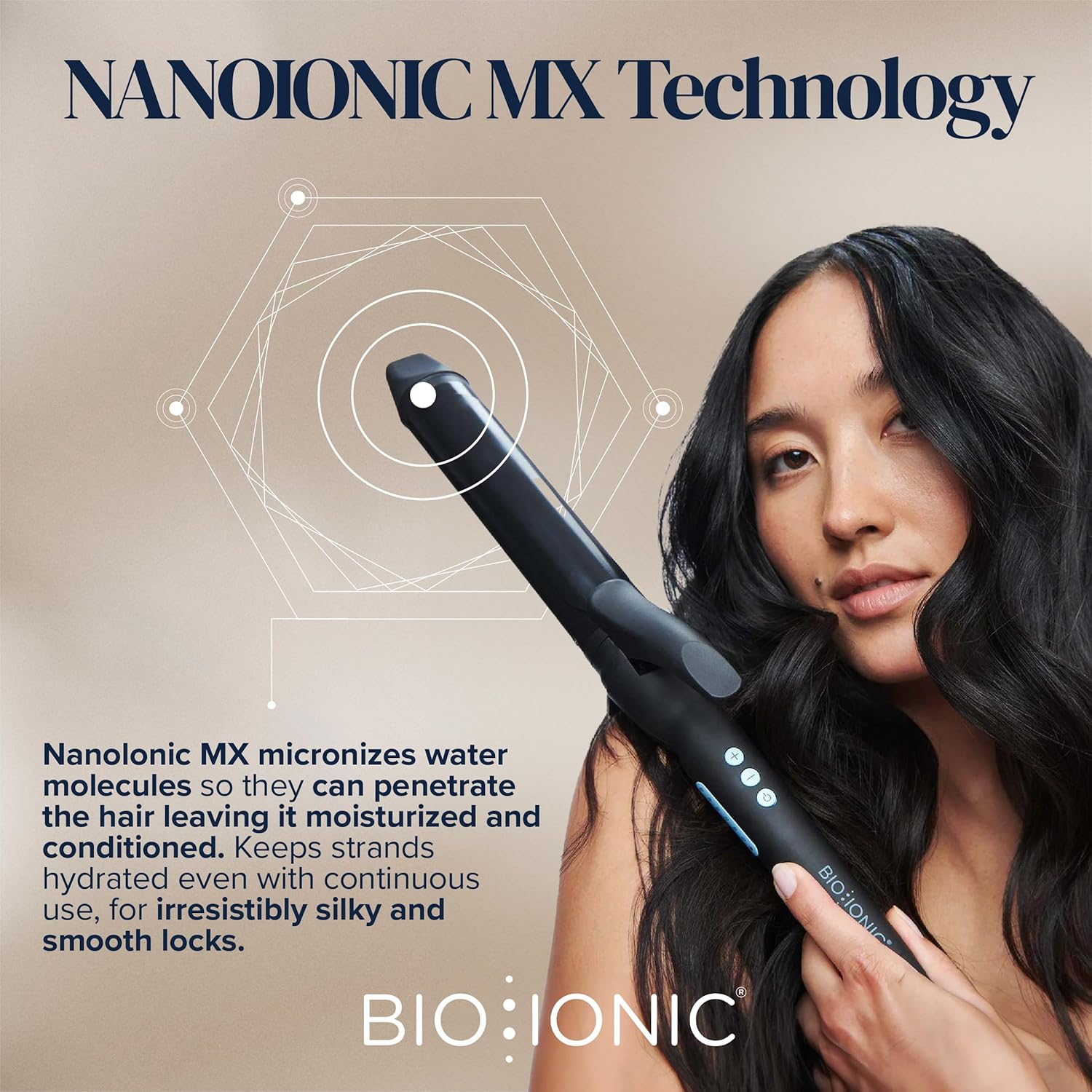 Bio Ionic Long Barrel Styler, .75, 1, 1.25, 1.5 Curling Iron with Moisture Heat Technology & NanoIonic MX, Versatile Curling Wand with Adjustable Heat Settings, Hair Curler with 2 Extended Barrel