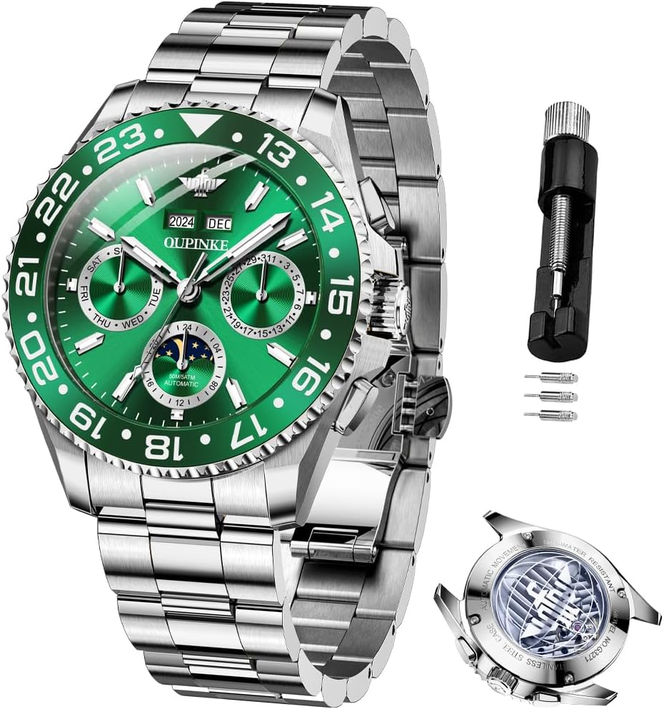 OUPINKE Men's Automatic Watch Self Winding Mechanical Luxury Wrist Watch Sapphire Crystal Tungsten Steel