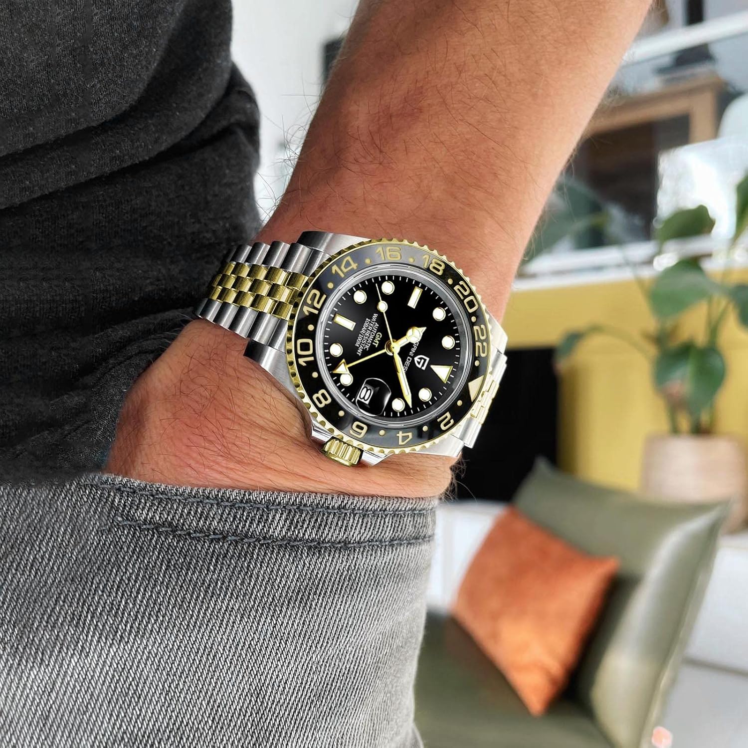 Men Watch Pagani Design GMT Watches for Men Automatic 40MM Date 100M Waterproof Stainless Steel Sapphire Glass Mechanical Wristwatches PD-1662