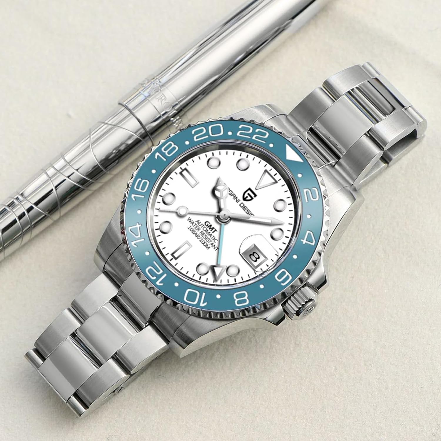 Men Watch Pagani Design GMT Watches for Men Automatic 40MM Date 100M Waterproof Stainless Steel Sapphire Glass Mechanical Wristwatches PD-1662