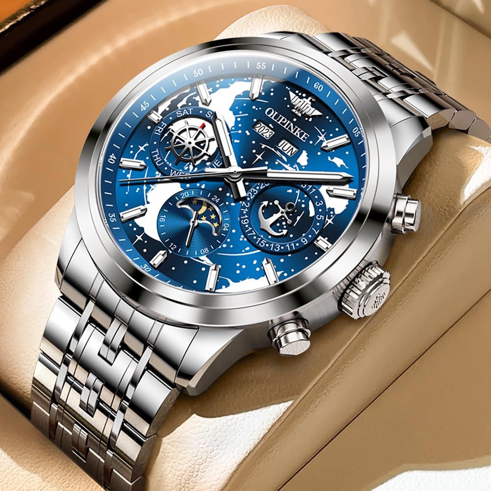 OUPINKE Men's Automatic Watch Self Winding Mechanical Luxury Wrist Watch Sapphire Crystal Tungsten Steel