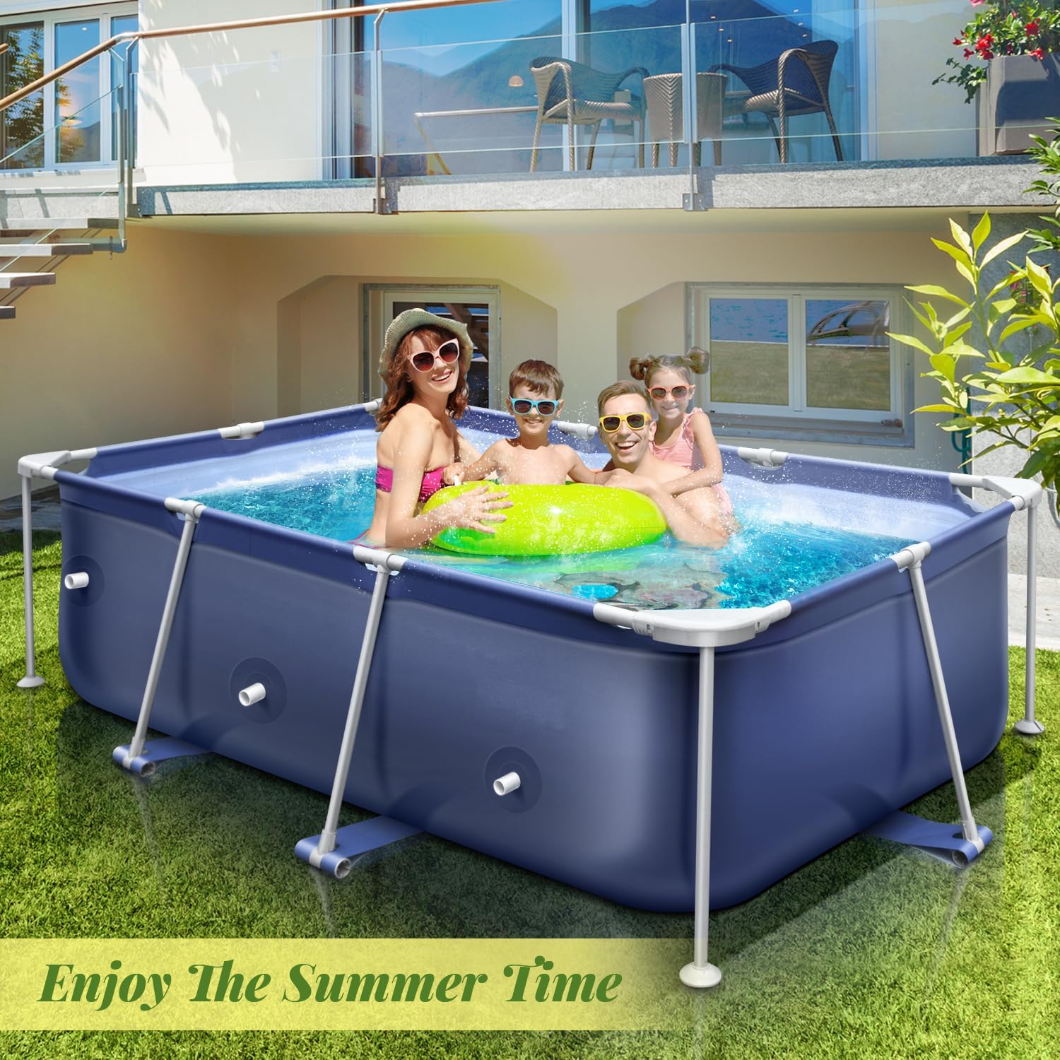 Cool Round Framed Swimming Pool 10' X 30 Round Pool Above Ground Sturdy Steel Frame Above Ground Pool Set with 530 GPH Filter Pump and Secure Pool Cover for Backyard