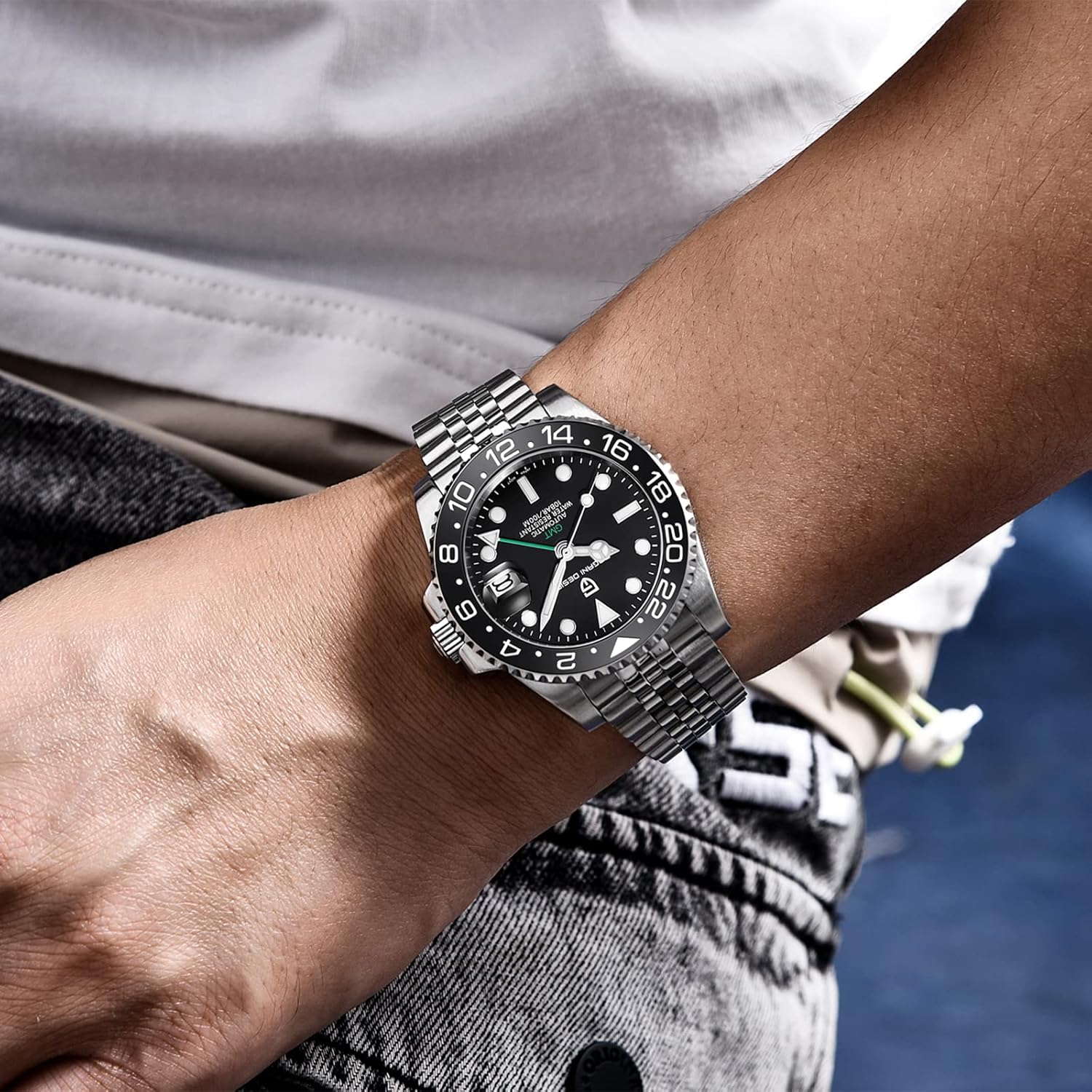 Men Watch Pagani Design GMT Watches for Men Automatic 40MM Date 100M Waterproof Stainless Steel Sapphire Glass Mechanical Wristwatches PD-1662