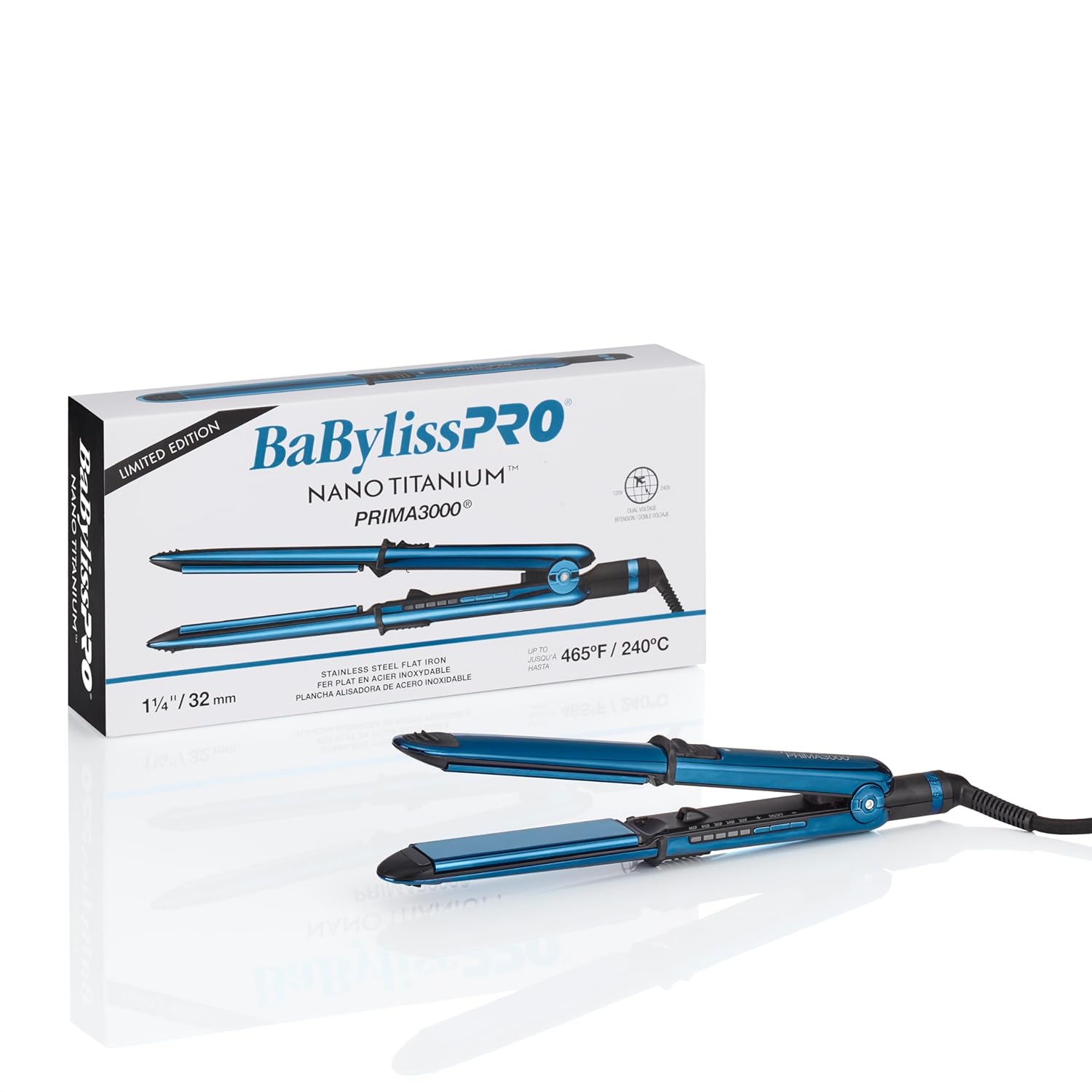 BaBylissPRO Nano Titanium Prima Ionic Hair Straightener, Curl and Straighten Hair With One Professional Tool