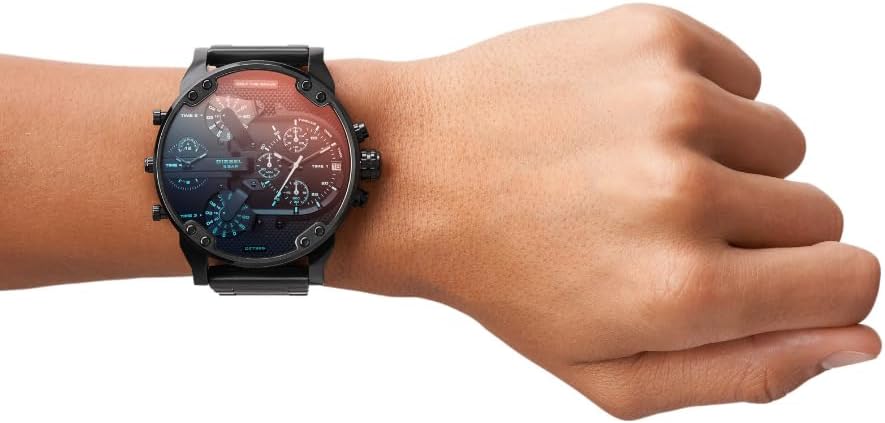Diesel Mr. Daddy 2.0 Stainless Steel Chronograph Men's Watch, Color: Black Iridescent (Model: DZ7395)