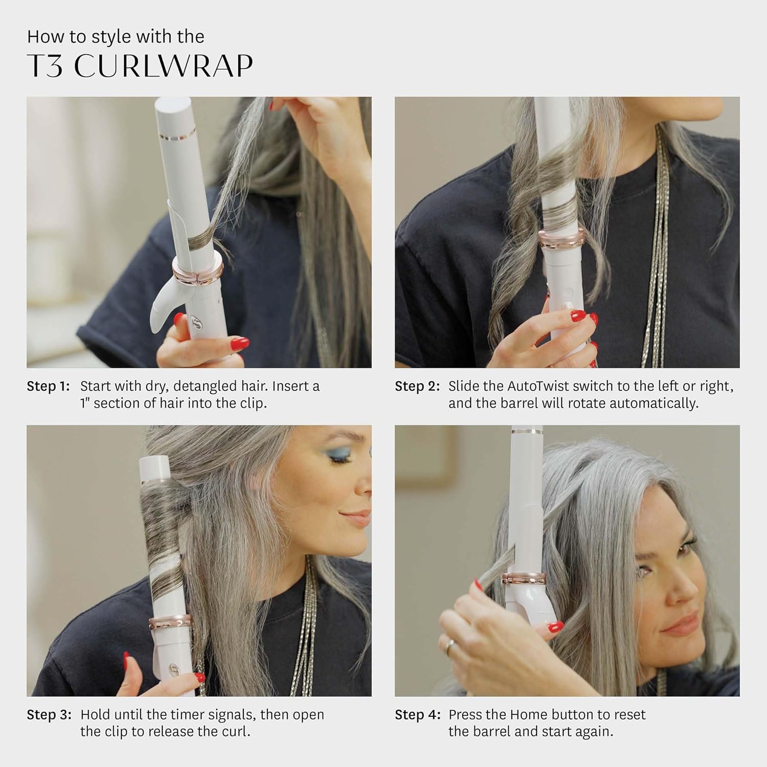 T3 CurlWrap Automatic Rotating Curling Iron with Longer Barrel, 2 Timer Settings, 9 Heat Settings, Auto-Rotating Ceramic Barrel and Ion Generator for Fast, Easy Curls and Waves on All Hair Types