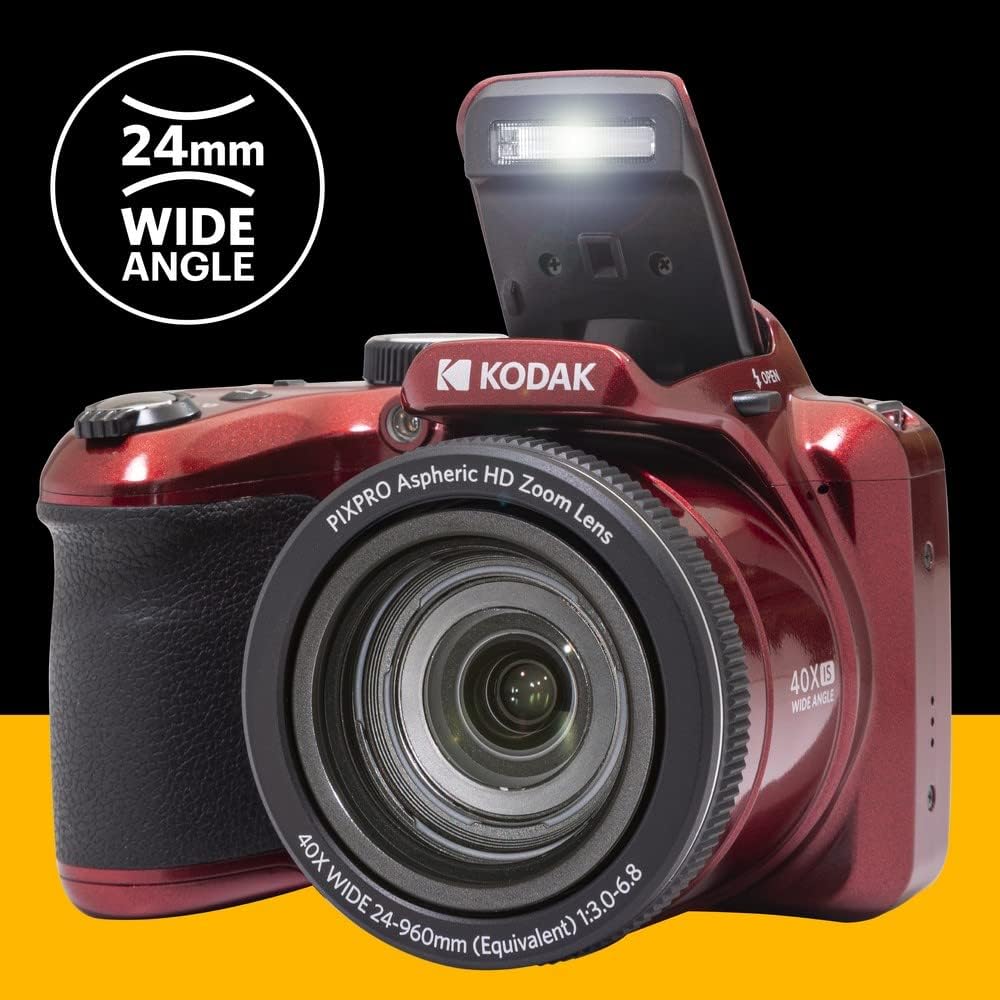 KODAK PIXPRO AZ405-BK 20MP Digital Camera 40X Optical Zoom 24mm Wide Angle Lens Optical Image Stabilization 1080P Full HD Video 3 LCD Vlogging Camera (Black)