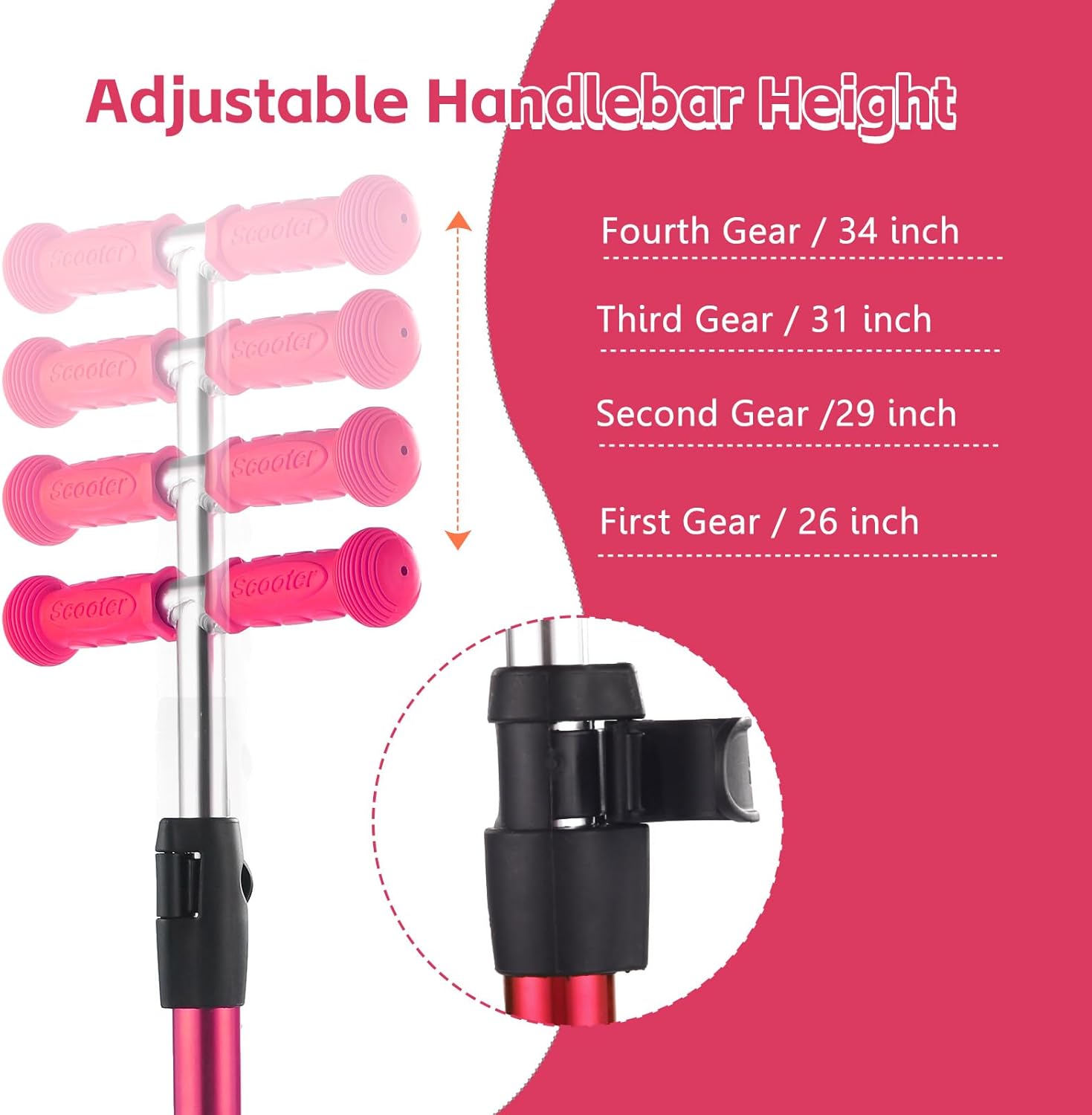 3 Wheel Scooter for Kids Ages 6-12,Kids Scooter with Light Up Wheels, Sturdy Deck Design, and 4 Height Adjustable Suitable for Kids Ages 3-12