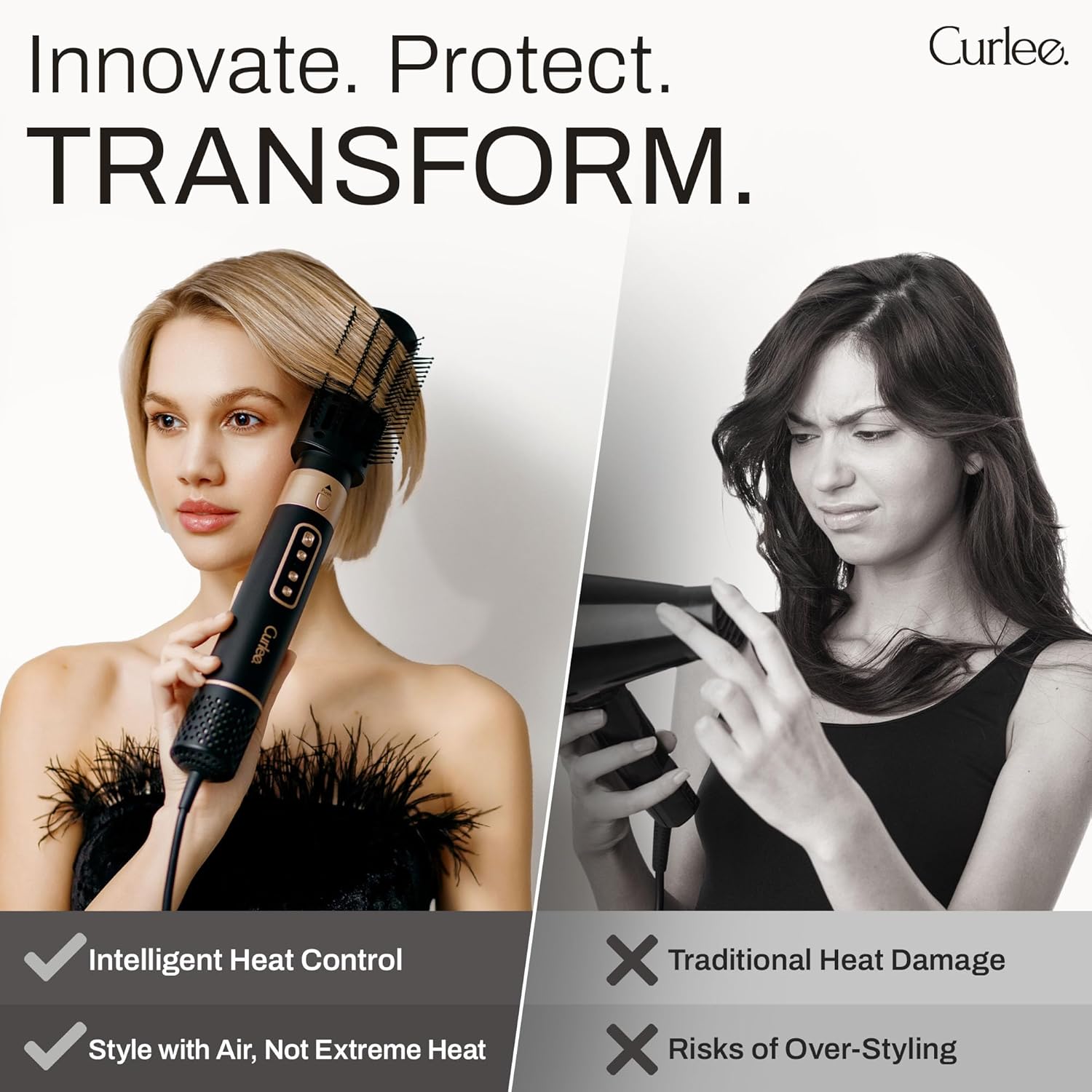 Hair Dryer Brush 1200 Watts 6 in 1 Hair Accessories Blow Dryer Automatic Curling Iron with Storage Case in Black for Curl Enhancing Hair Smoothing Volumizing Styling - by Curlee