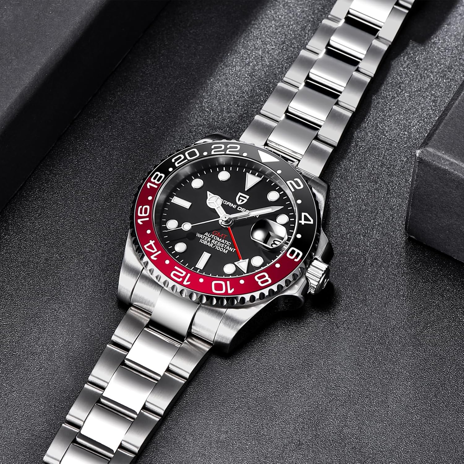 Men Watch Pagani Design GMT Watches for Men Automatic 40MM Date 100M Waterproof Stainless Steel Sapphire Glass Mechanical Wristwatches PD-1662