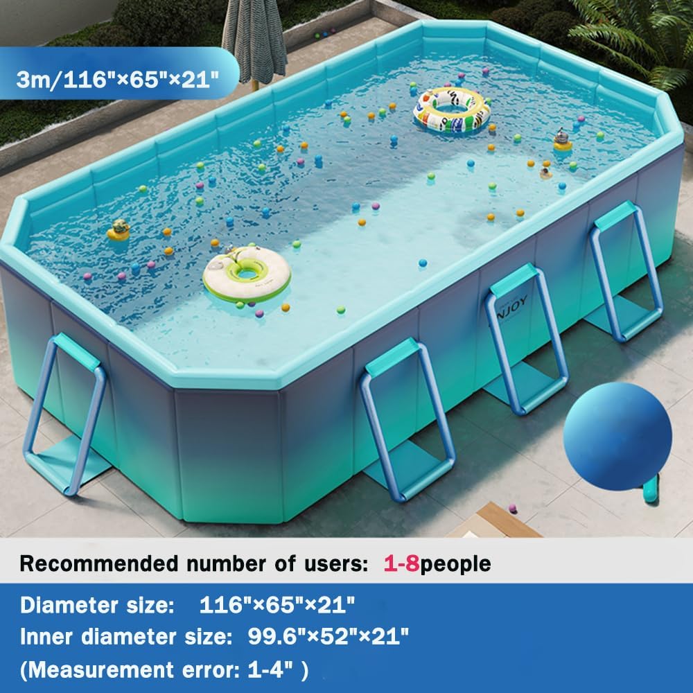Foldable Pool for Kids and Adults Non Inflatable Pool Outdoor Swimming Ice Blue Kiddie Pools Thickened Support Dog Pool Garden Backyard
