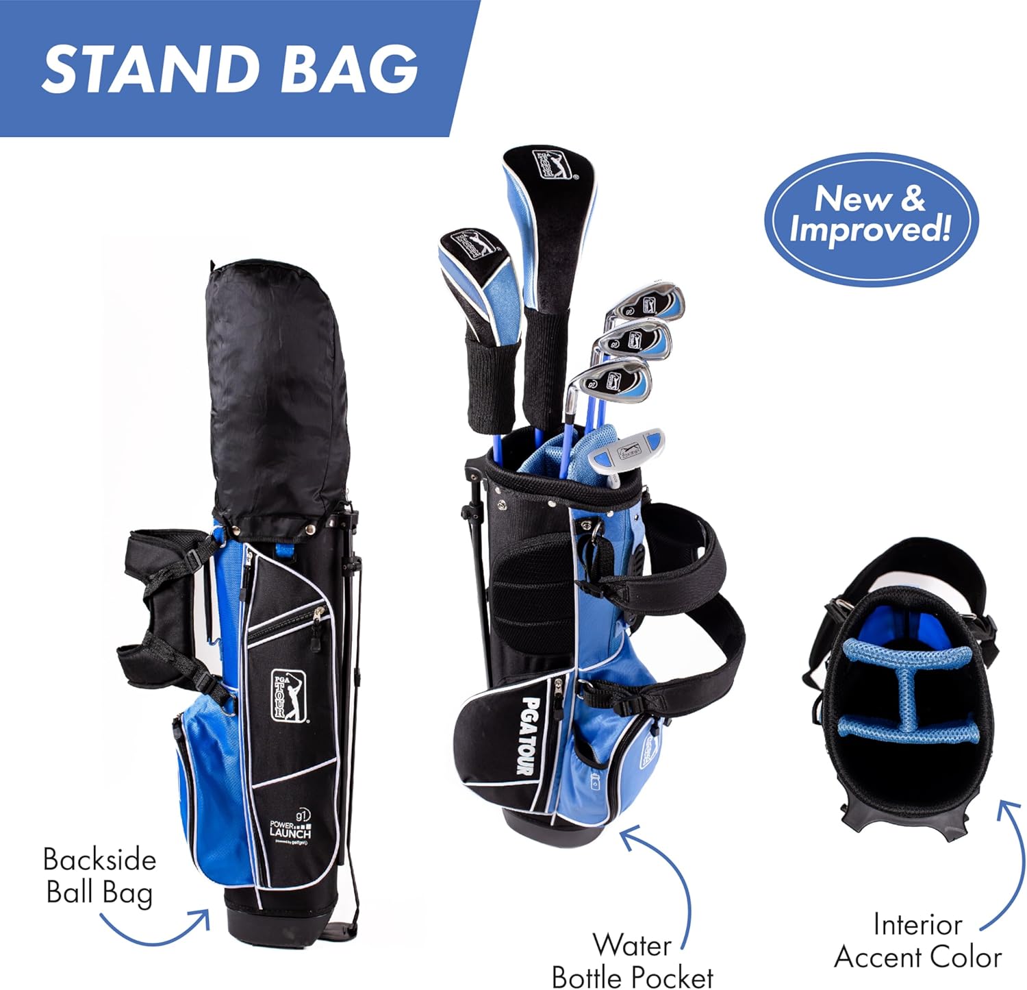 PGA Tour G1 Series Blue Kids Golf Club Set | Right and Left Handed Options | Golf Clubs and Sets for Height 4'8-5'2 | Complete Golf Club Sets w/a Golf Driver, Putter & Golf Bag