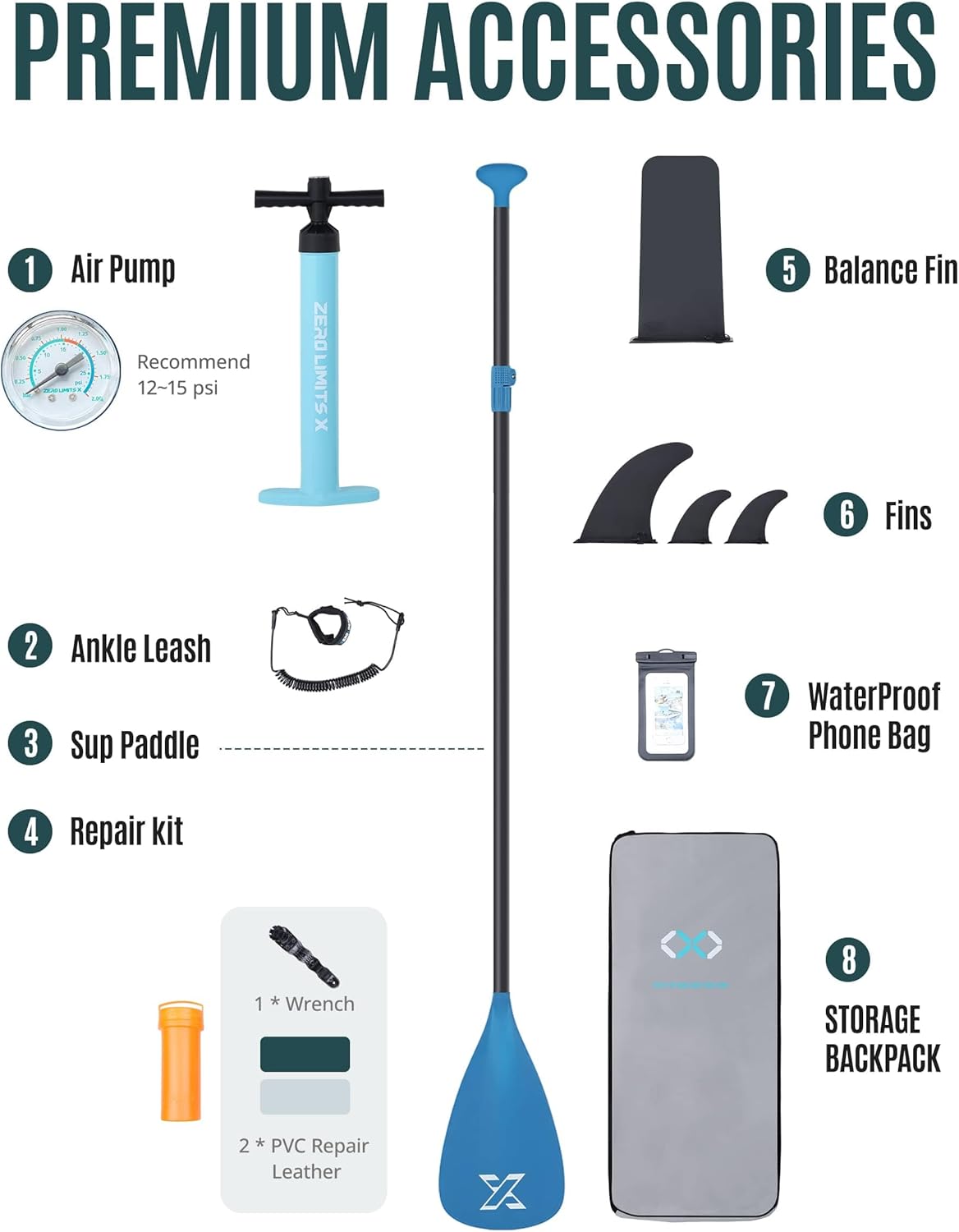 ZLX Super Wide 11'6 x 35 Inflatable Stand Up Paddle Board with Hand Pump for Adults & Youth - Super Stable Fins Design, Non-Slip Deck, Adjustable Paddle, Safety Leash, and Carry Bag