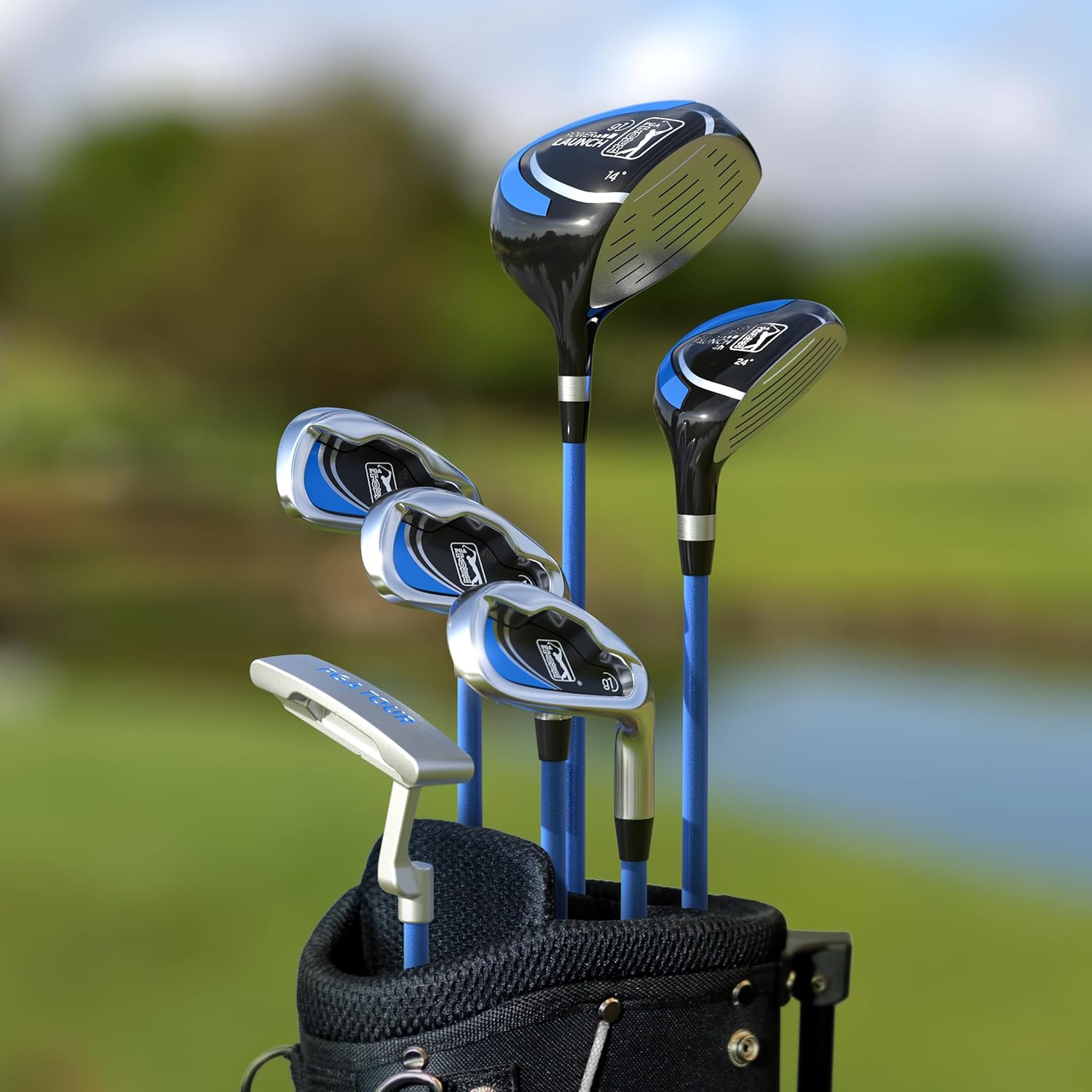 PGA Tour G1 Series Blue Kids Golf Club Set | Right and Left Handed Options | Golf Clubs and Sets for Height 4'8-5'2 | Complete Golf Club Sets w/a Golf Driver, Putter & Golf Bag