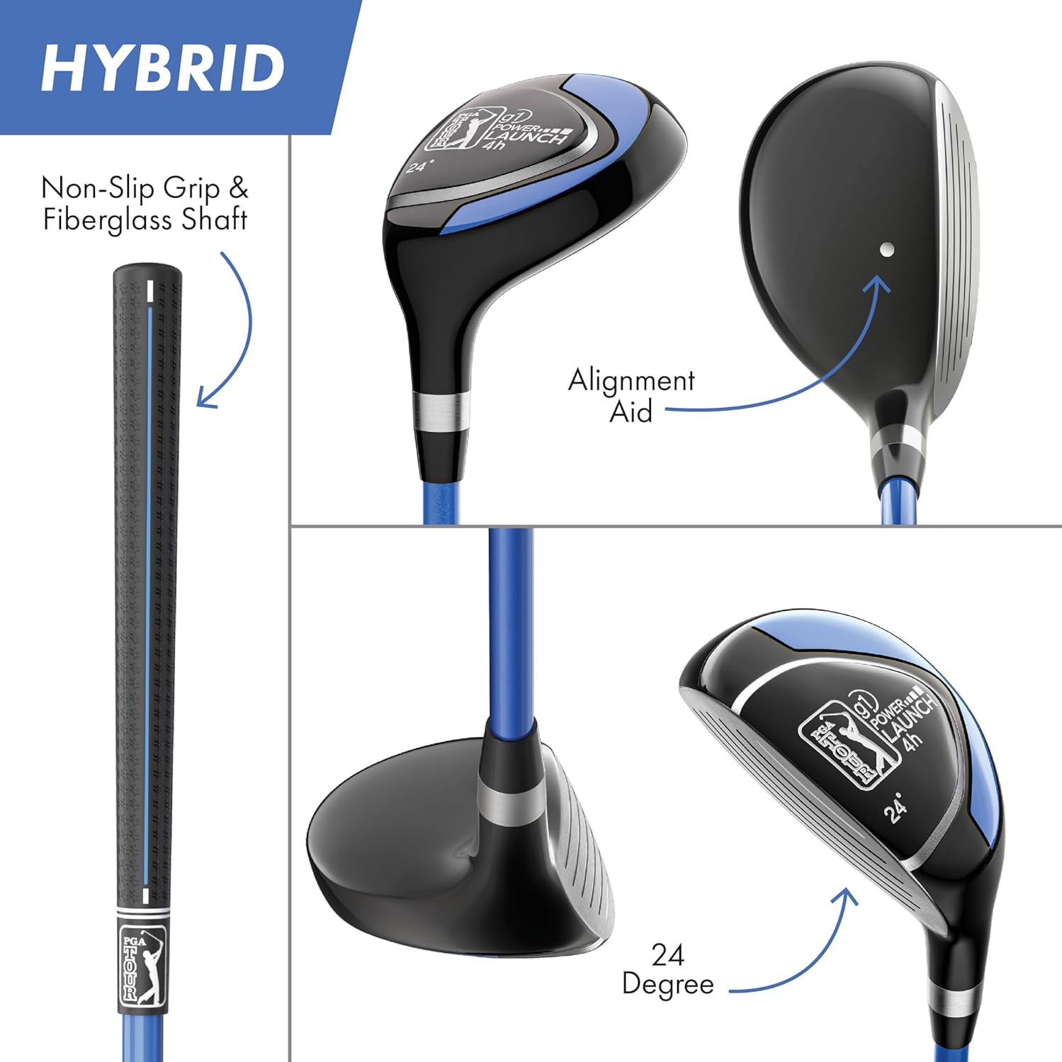 PGA Tour G1 Series Blue Kids Golf Club Set | Right and Left Handed Options | Golf Clubs and Sets for Height 4'8-5'2 | Complete Golf Club Sets w/a Golf Driver, Putter & Golf Bag