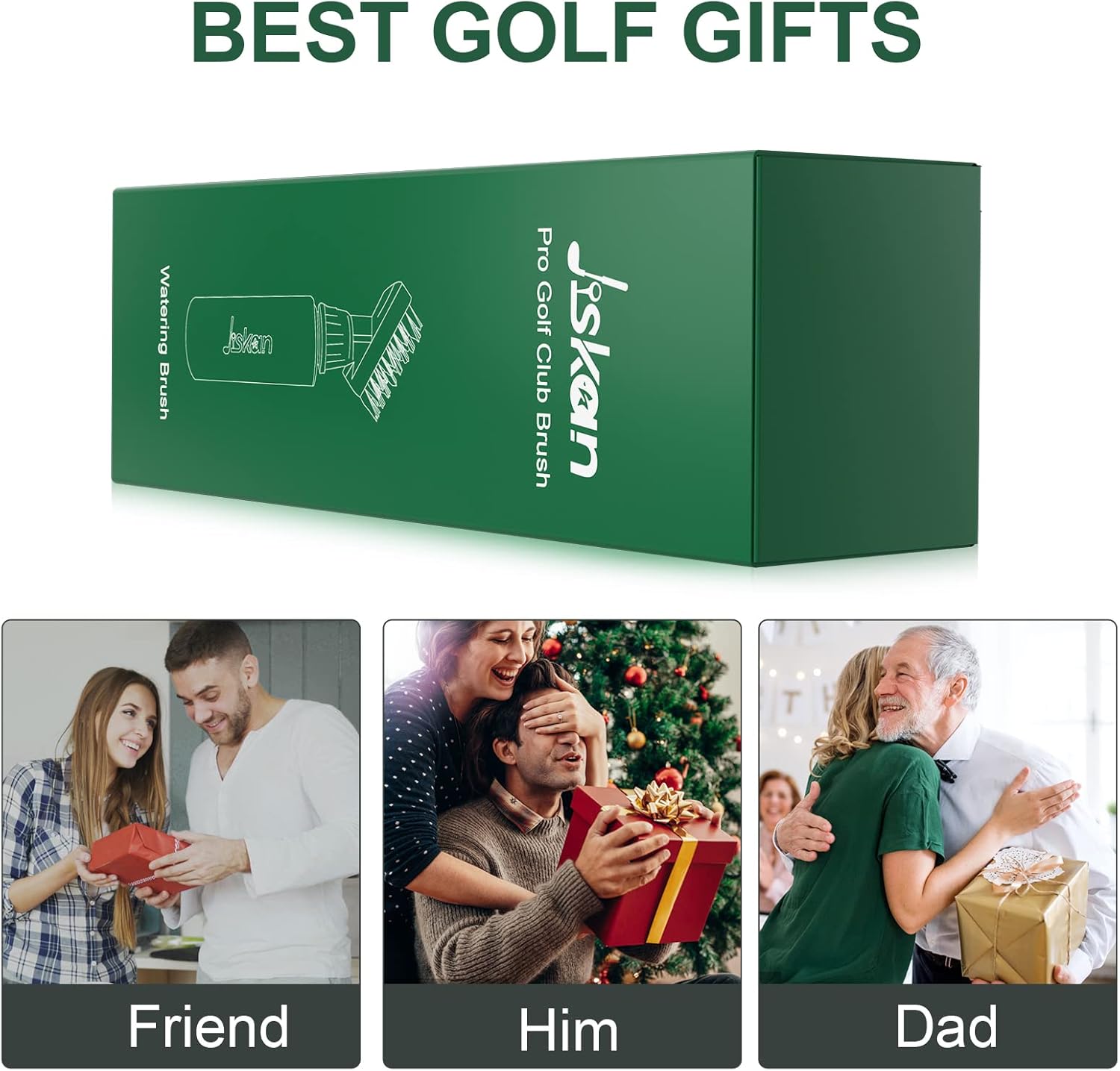 Jiskan Pro Golf Club Brush Cleaner with Retainer Clip and Squeeze Water Bottle 7.5 Inches Holds 4 Ounces of Water, Essentials Golf Accessories for Men, Best Golf Gifts for Men