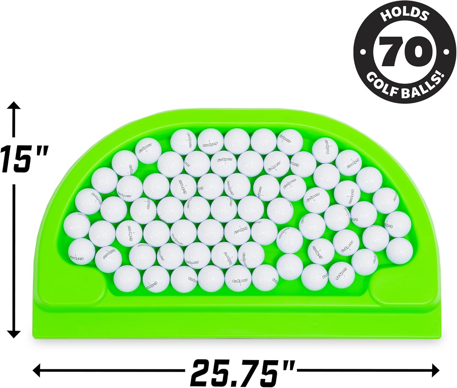GoSports All-Weather Golf Ball Tray - 70 Ball Capacity - Compatible with All Hitting Mats - Black or Green