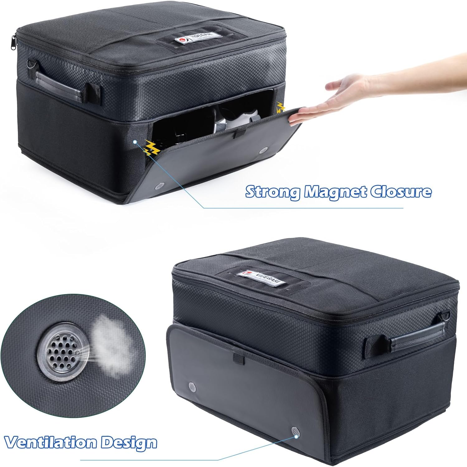 VIGEGARI Upgraded Golf Trunk Organizer Storage with Separate Compartment for 2 Pair Shoes Up to US Mens 16, Golf Car Locker Organizer for Golf Balls, Golf Gloves, Golf Accesories for Men, Golf Gifts