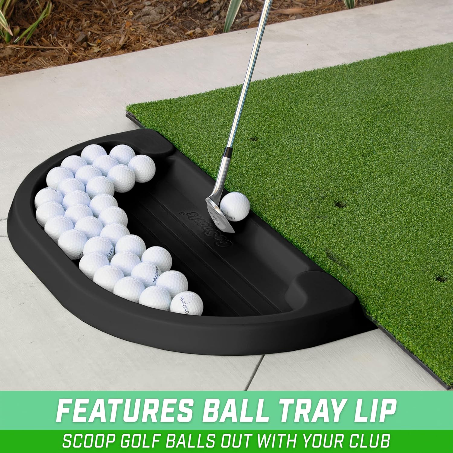 GoSports All-Weather Golf Ball Tray - 70 Ball Capacity - Compatible with All Hitting Mats - Black or Green
