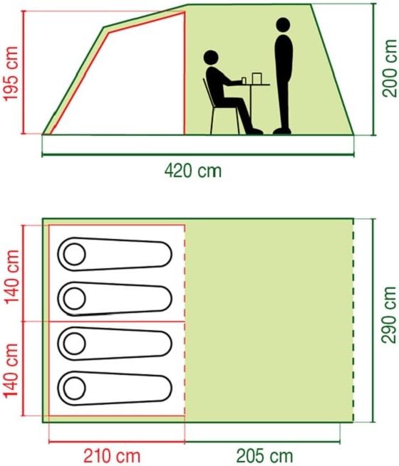 Coleman Coastline Tunnel Tent for Camping or Festivals, Camping, Family, Waterproof up to 3000 mm Water Column, Green