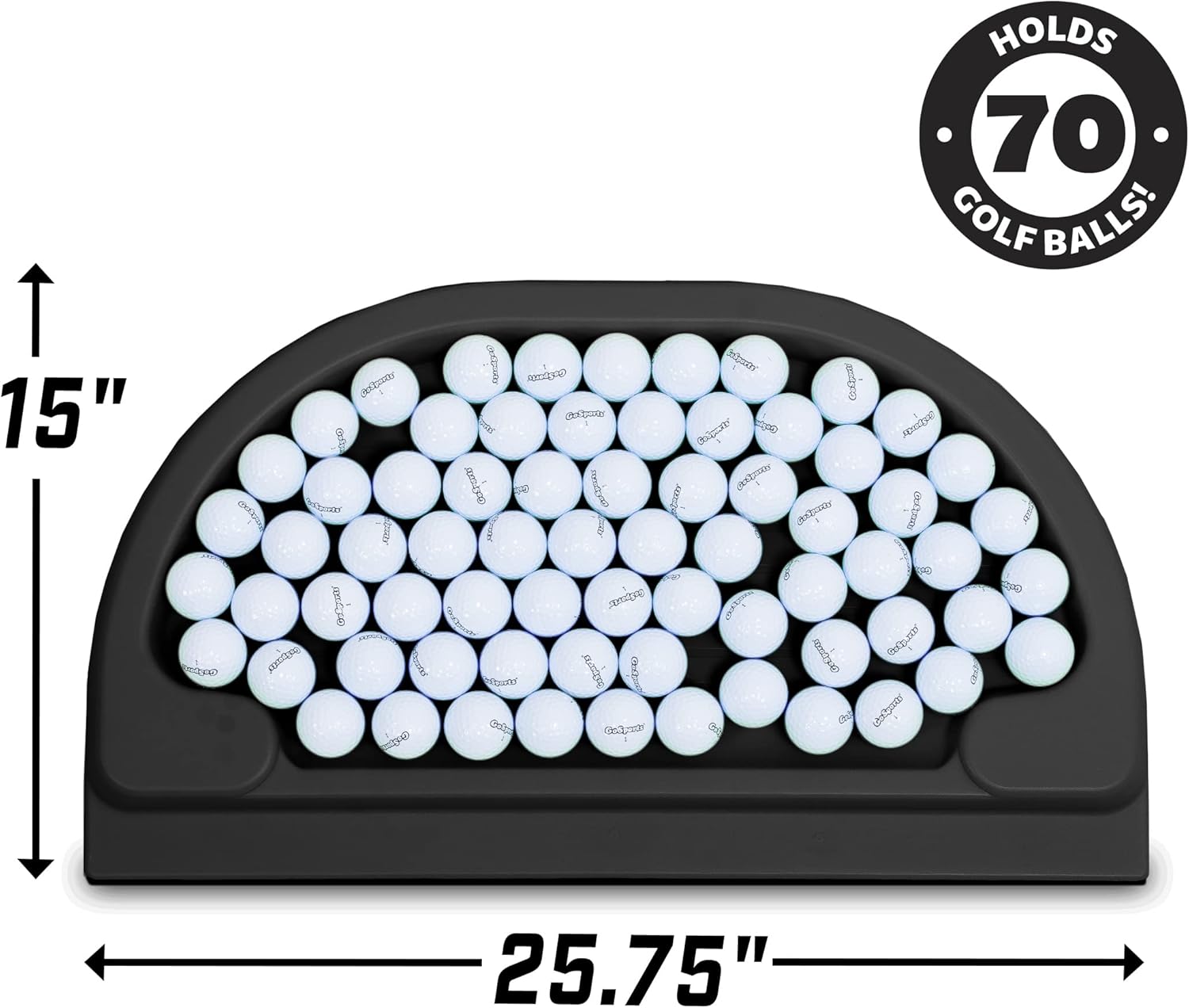 GoSports All-Weather Golf Ball Tray - 70 Ball Capacity - Compatible with All Hitting Mats - Black or Green