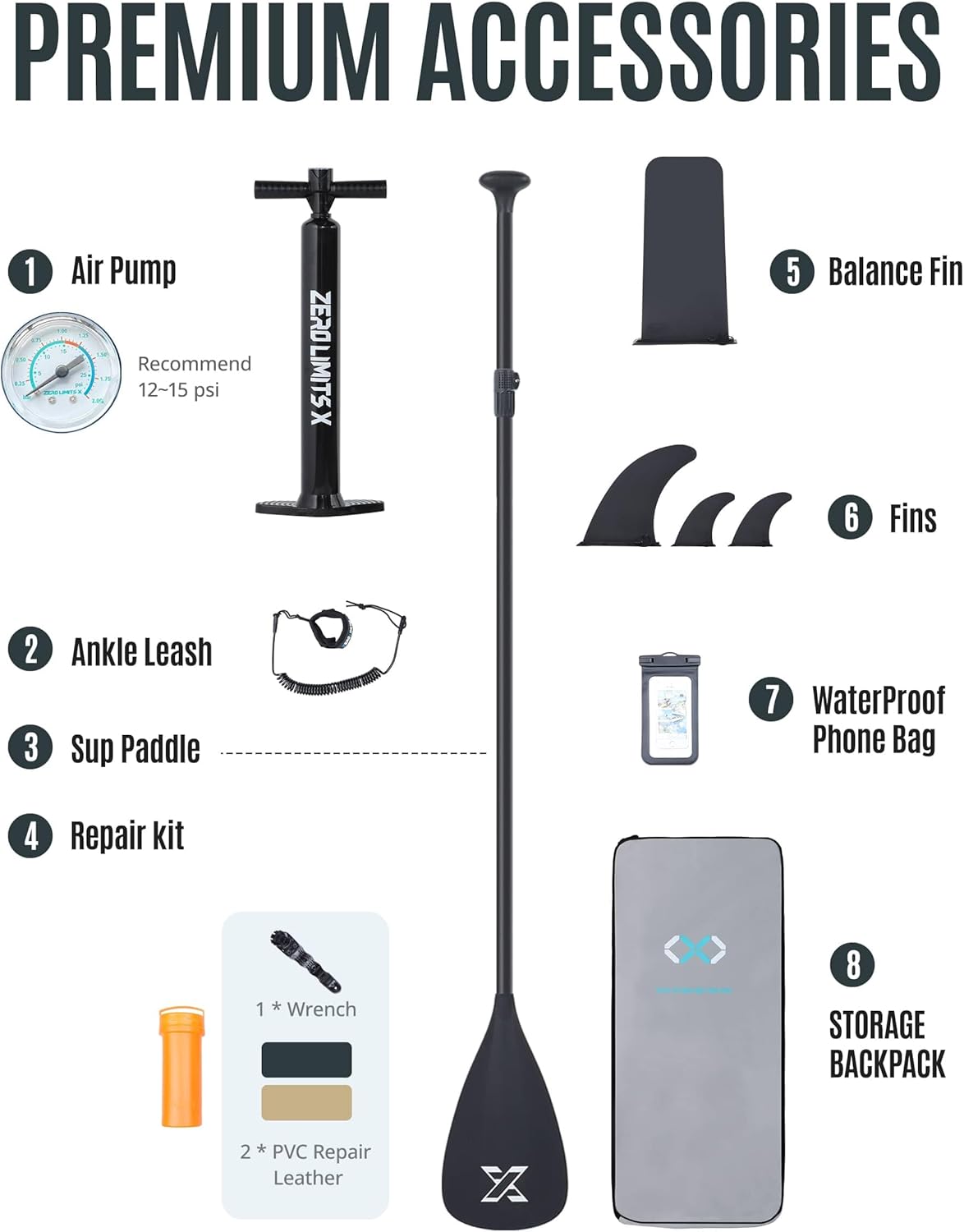 ZLX Super Wide 11'6 x 35 Inflatable Stand Up Paddle Board with Hand Pump for Adults & Youth - Super Stable Fins Design, Non-Slip Deck, Adjustable Paddle, Safety Leash, and Carry Bag