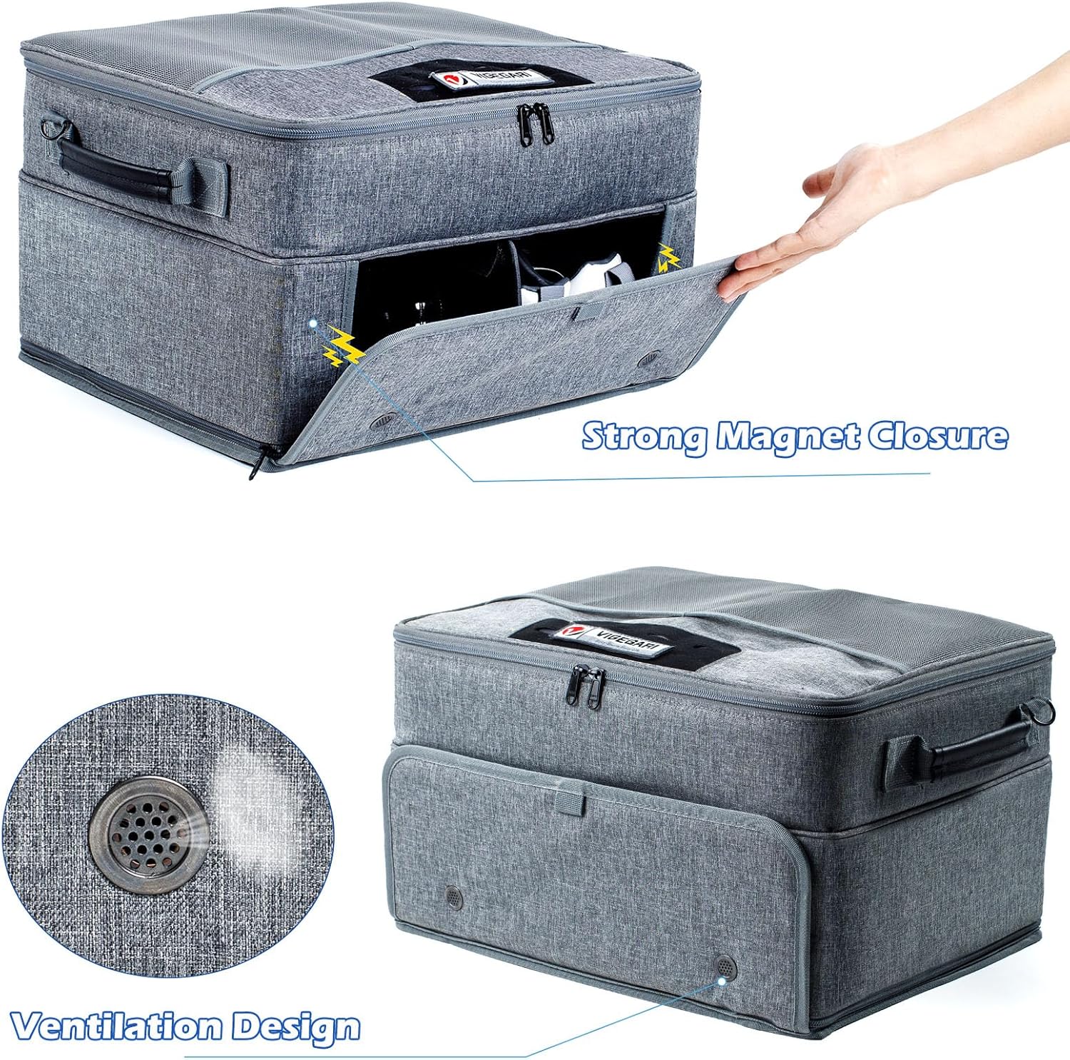 VIGEGARI Upgraded Golf Trunk Organizer Storage with Separate Compartment for 2 Pair Shoes Up to US Mens 16, Golf Car Locker Organizer for Golf Balls, Golf Gloves, Golf Accesories for Men, Golf Gifts