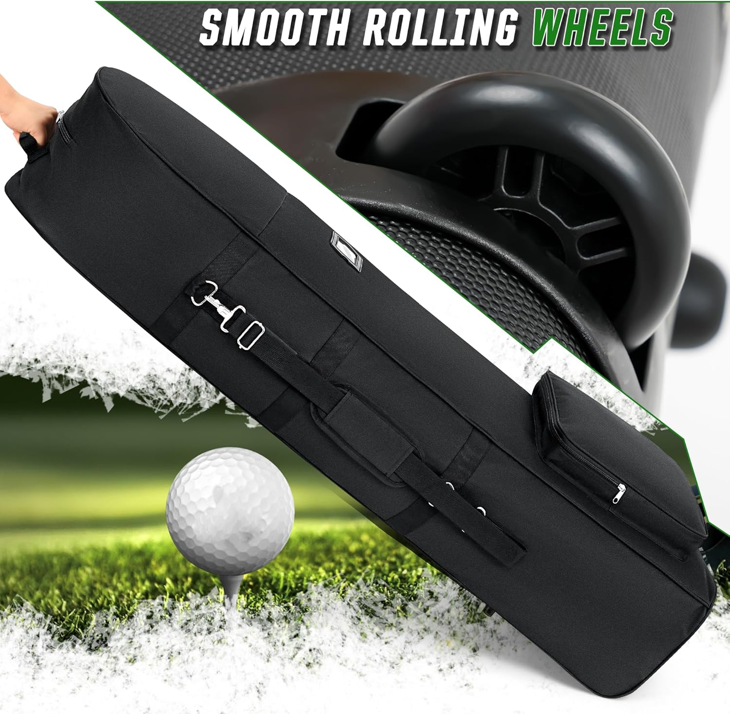 DAREKUKU Golf Travel Covers for Airlines with Detachable Shoulder Straps, Soft Foldable Golf Club Travel Bags, 900D Heavy Duty Oxford -Universal Size