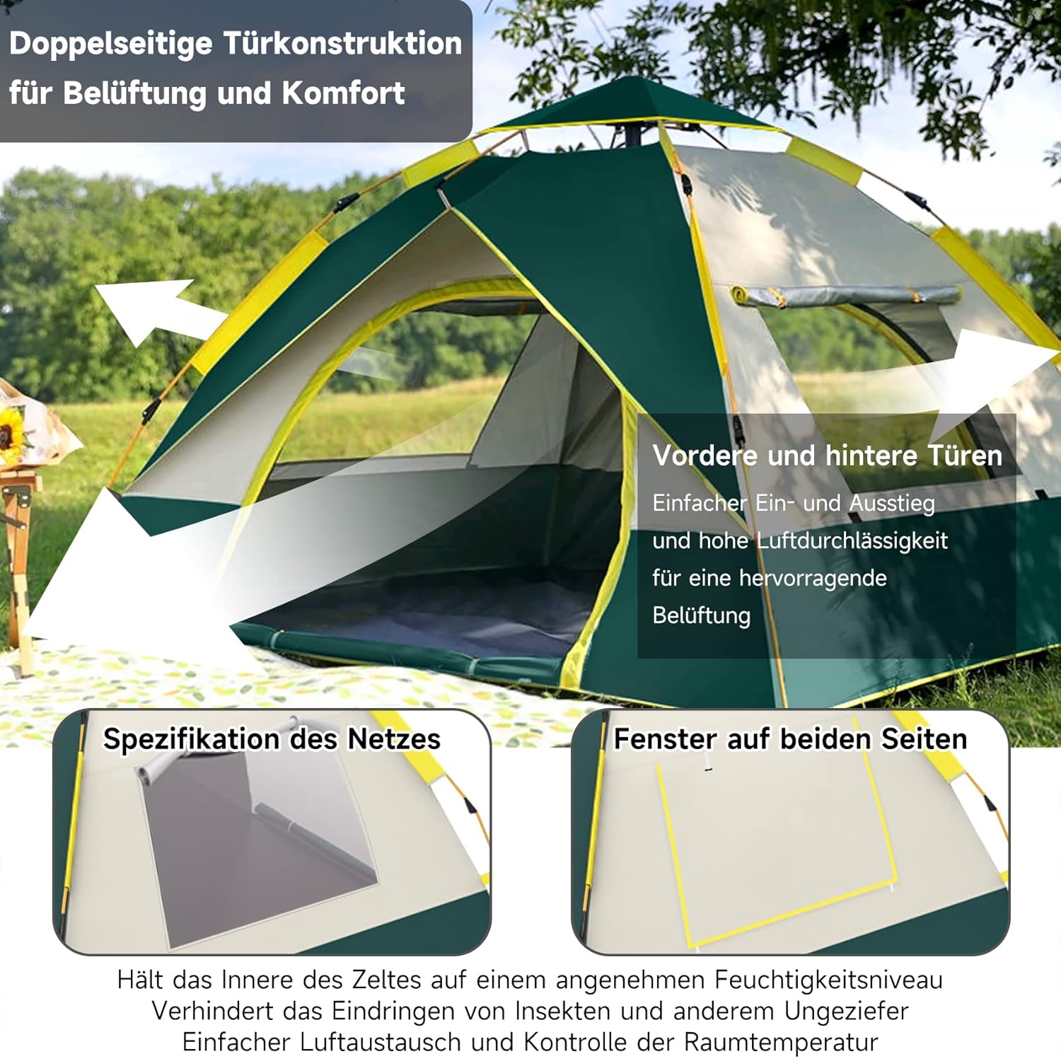 Automatic tent, lightweight for 2-3 people, waterproof, windproof, UV protection, beach, outdoor, travel, hiking, camping, hunting, fishing, etc.