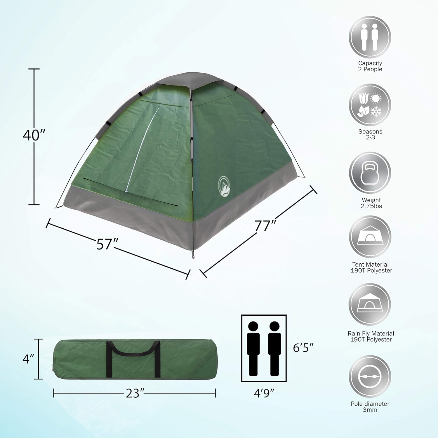 Wakeman Outdoors Camping Tent with Rain Fly and Carrying Bag