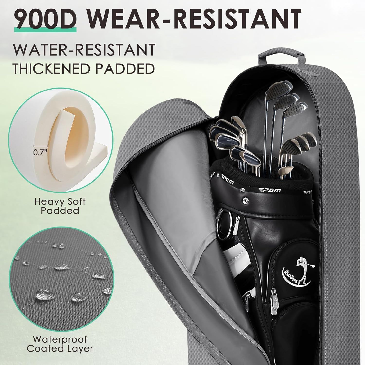 DAREKUKU Golf Travel Covers for Airlines with Detachable Shoulder Straps, Soft Foldable Golf Club Travel Bags, 900D Heavy Duty Oxford -Universal Size