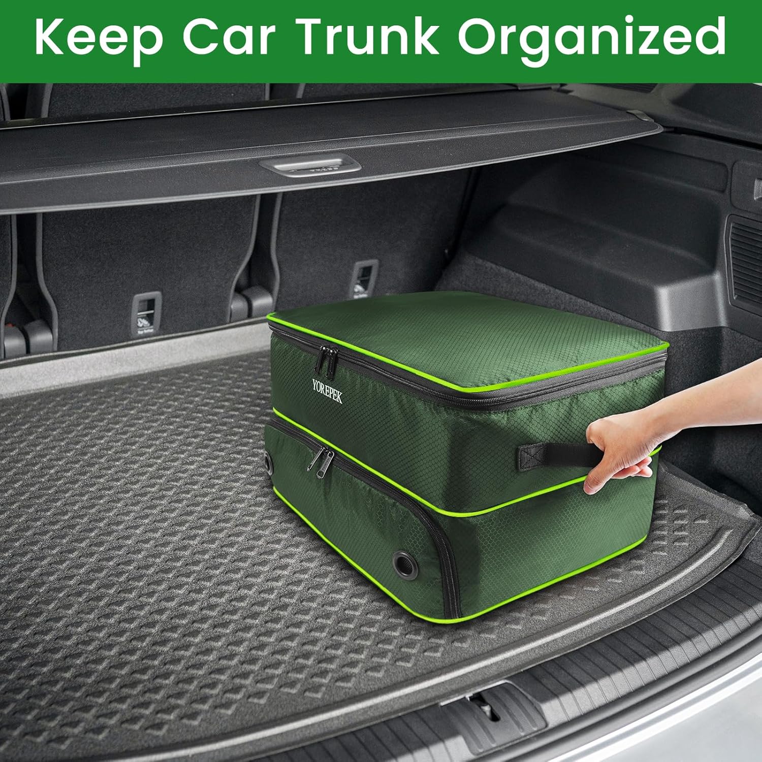 YOREPEK 2 Layer Golf Trunk Organizer, Waterproof Car Golf Locker with Separate Ventilated Compartment for 2 Pair Shoes, Golf Trunk Storage for Balls, Tees, Clothes, Gloves, Accessories, Golf Gifts