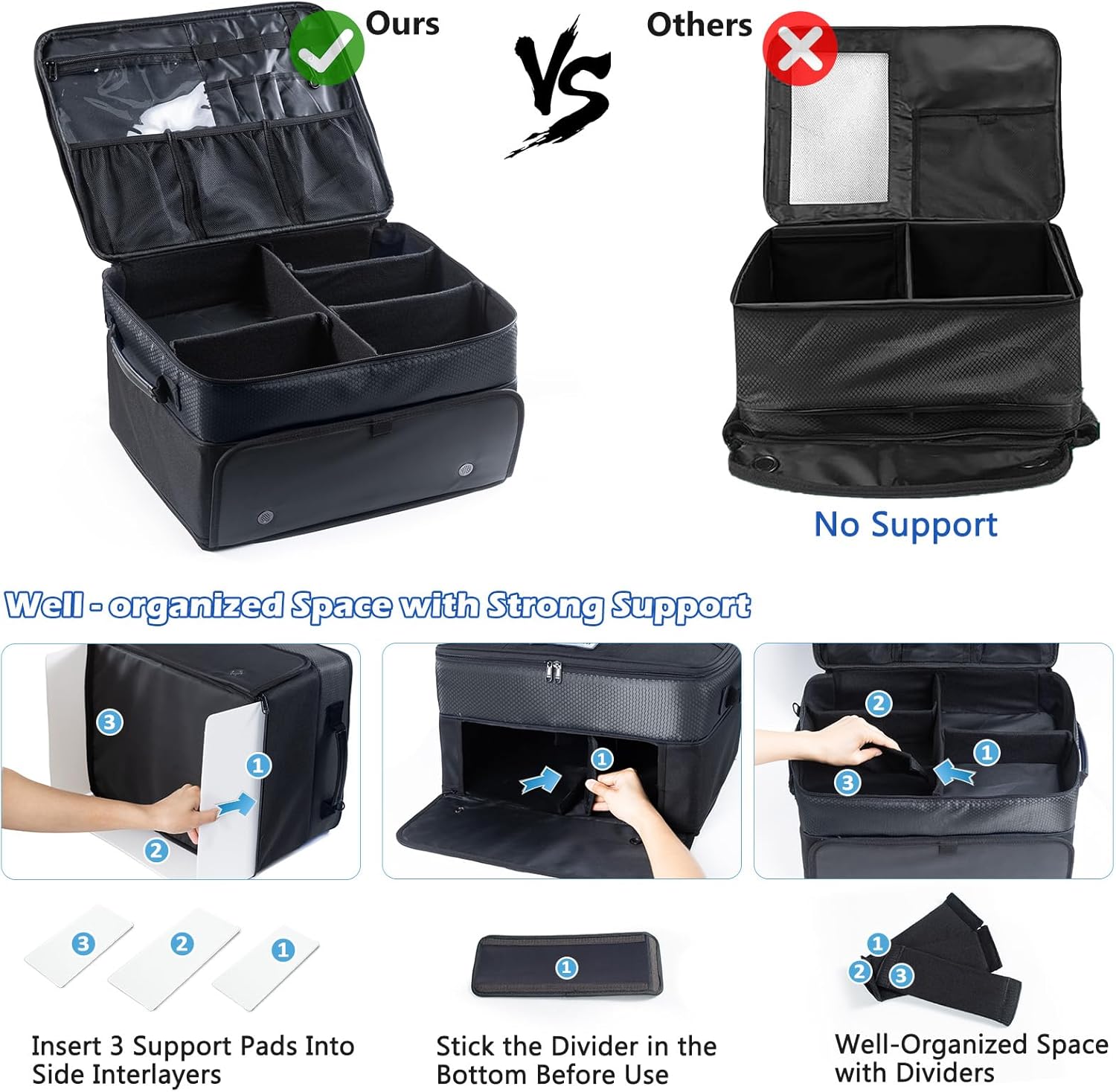 VIGEGARI Upgraded Golf Trunk Organizer Storage with Separate Compartment for 2 Pair Shoes Up to US Mens 16, Golf Car Locker Organizer for Golf Balls, Golf Gloves, Golf Accesories for Men, Golf Gifts