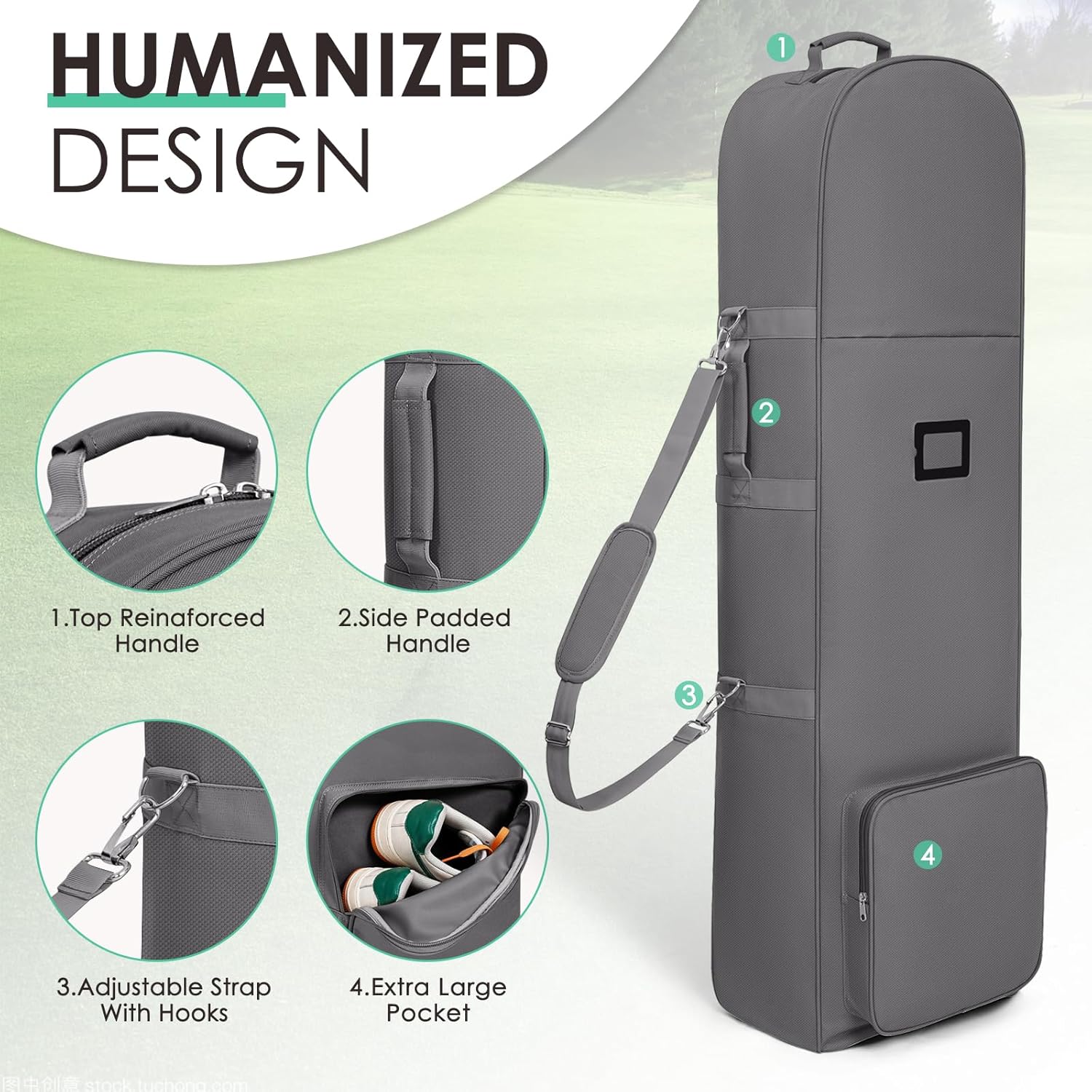 DAREKUKU Golf Travel Covers for Airlines with Detachable Shoulder Straps, Soft Foldable Golf Club Travel Bags, 900D Heavy Duty Oxford -Universal Size