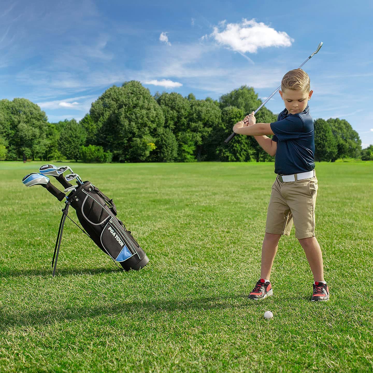 PGA Tour G1 Series Blue Kids Golf Club Set | Right and Left Handed Options | Golf Clubs and Sets for Height 4'8-5'2 | Complete Golf Club Sets w/a Golf Driver, Putter & Golf Bag