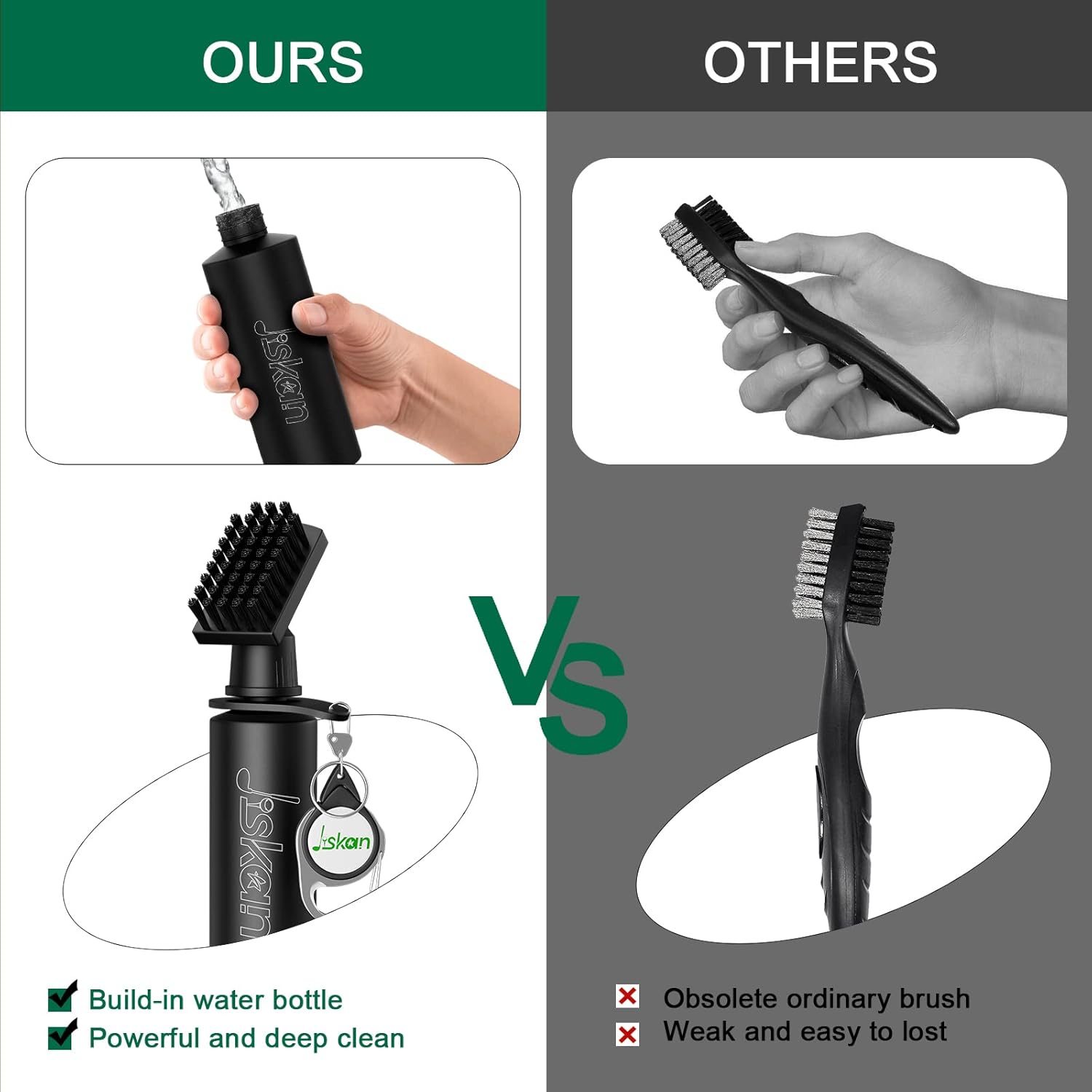 Jiskan Pro Golf Club Brush Cleaner with Retainer Clip and Squeeze Water Bottle 7.5 Inches Holds 4 Ounces of Water, Essentials Golf Accessories for Men, Best Golf Gifts for Men