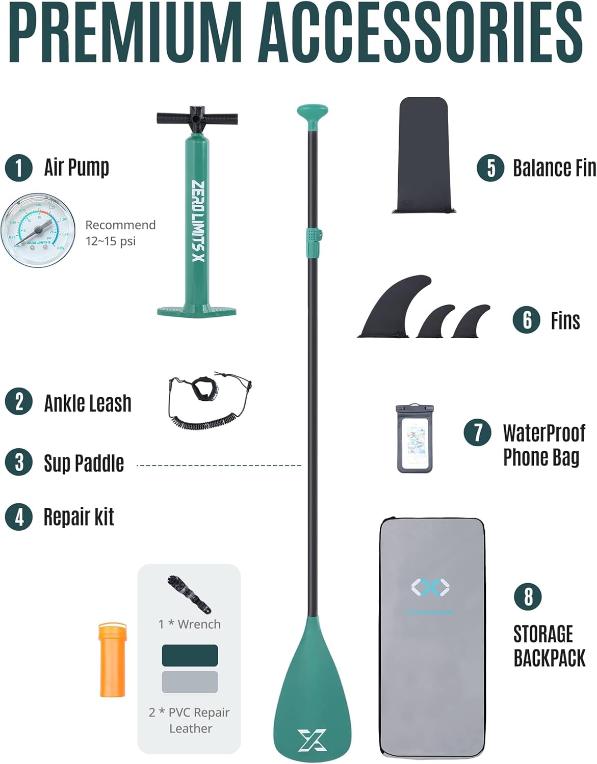 ZLX Super Wide 11'6 x 35 Inflatable Stand Up Paddle Board with Hand Pump for Adults & Youth - Super Stable Fins Design, Non-Slip Deck, Adjustable Paddle, Safety Leash, and Carry Bag