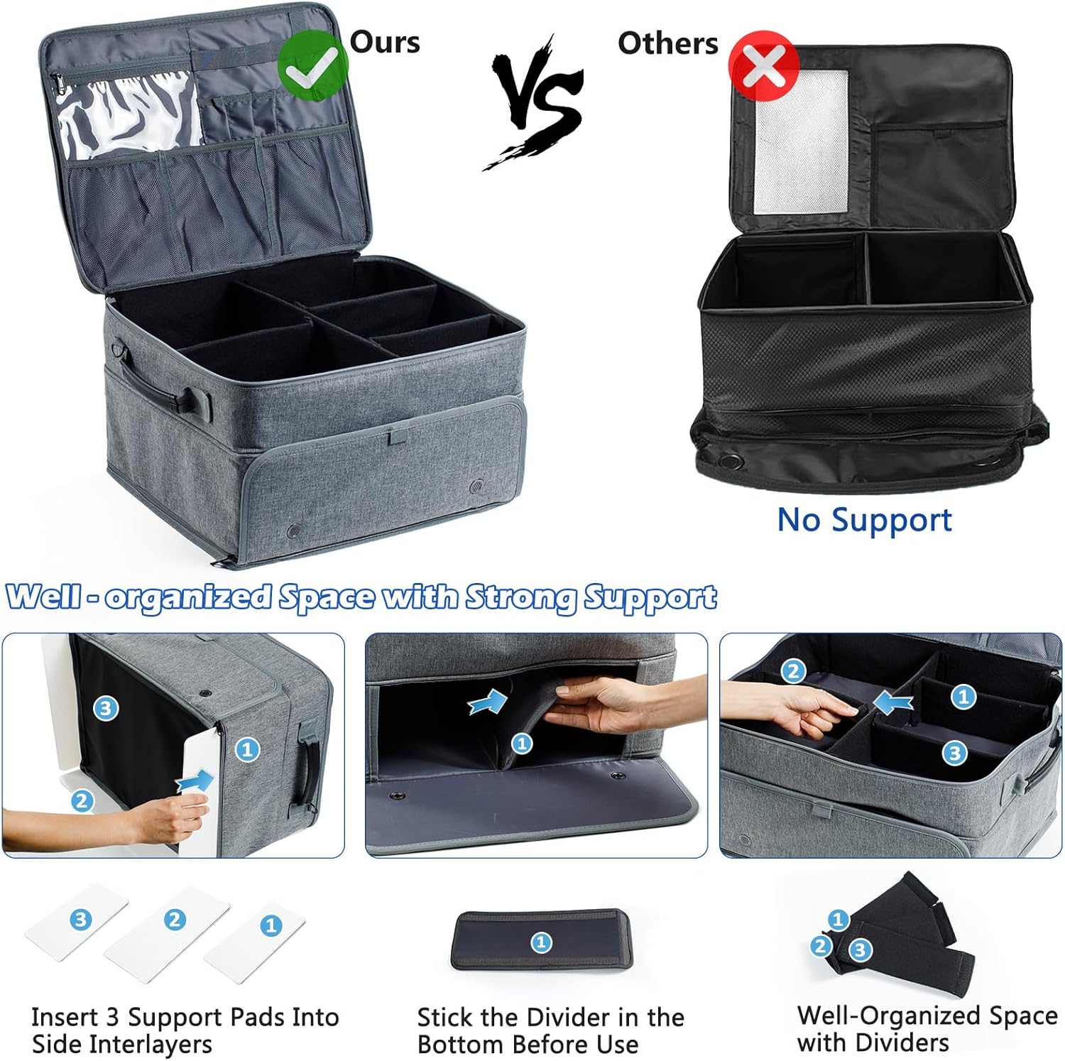 VIGEGARI Upgraded Golf Trunk Organizer Storage with Separate Compartment for 2 Pair Shoes Up to US Mens 16, Golf Car Locker Organizer for Golf Balls, Golf Gloves, Golf Accesories for Men, Golf Gifts