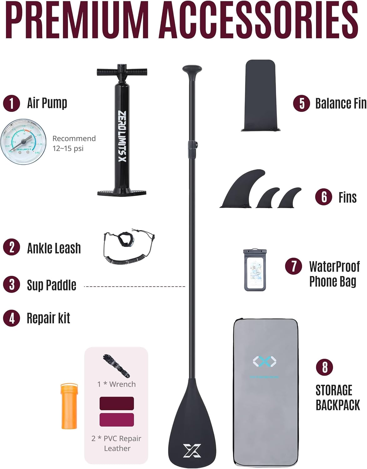 ZLX Super Wide 11'6 x 35 Inflatable Stand Up Paddle Board with Hand Pump for Adults & Youth - Super Stable Fins Design, Non-Slip Deck, Adjustable Paddle, Safety Leash, and Carry Bag