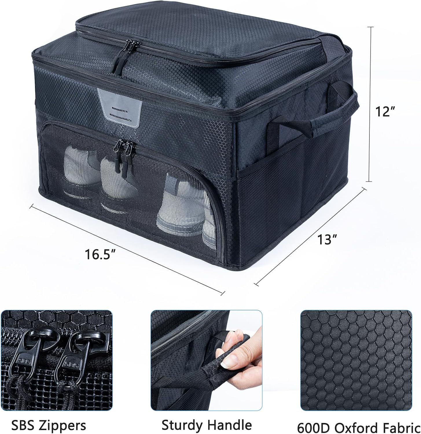 VIGEGARI Upgraded Golf Trunk Organizer Storage with Separate Compartment for 2 Pair Shoes Up to US Mens 16, Golf Car Locker Organizer for Golf Balls, Golf Gloves, Golf Accesories for Men, Golf Gifts