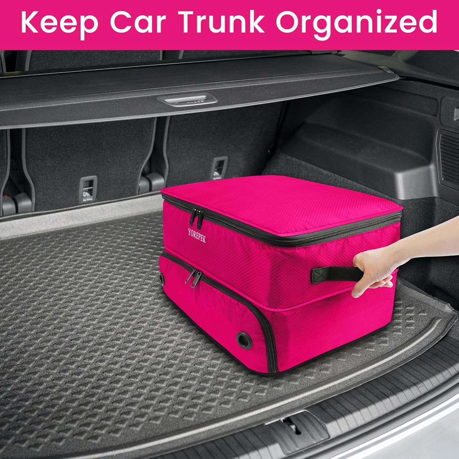 YOREPEK 2 Layer Golf Trunk Organizer, Waterproof Car Golf Locker with Separate Ventilated Compartment for 2 Pair Shoes, Golf Trunk Storage for Balls, Tees, Clothes, Gloves, Accessories, Golf Gifts
