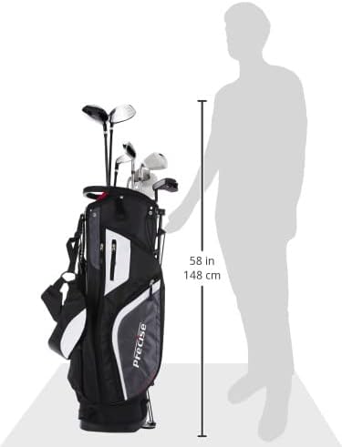 Precise M5 Men's Complete Golf Clubs Package Set Includes Titanium Driver, S.S. Fairway, S.S. Hybrid, S.S. 5-PW Irons, Putter, Stand Bag, 3 H/C's