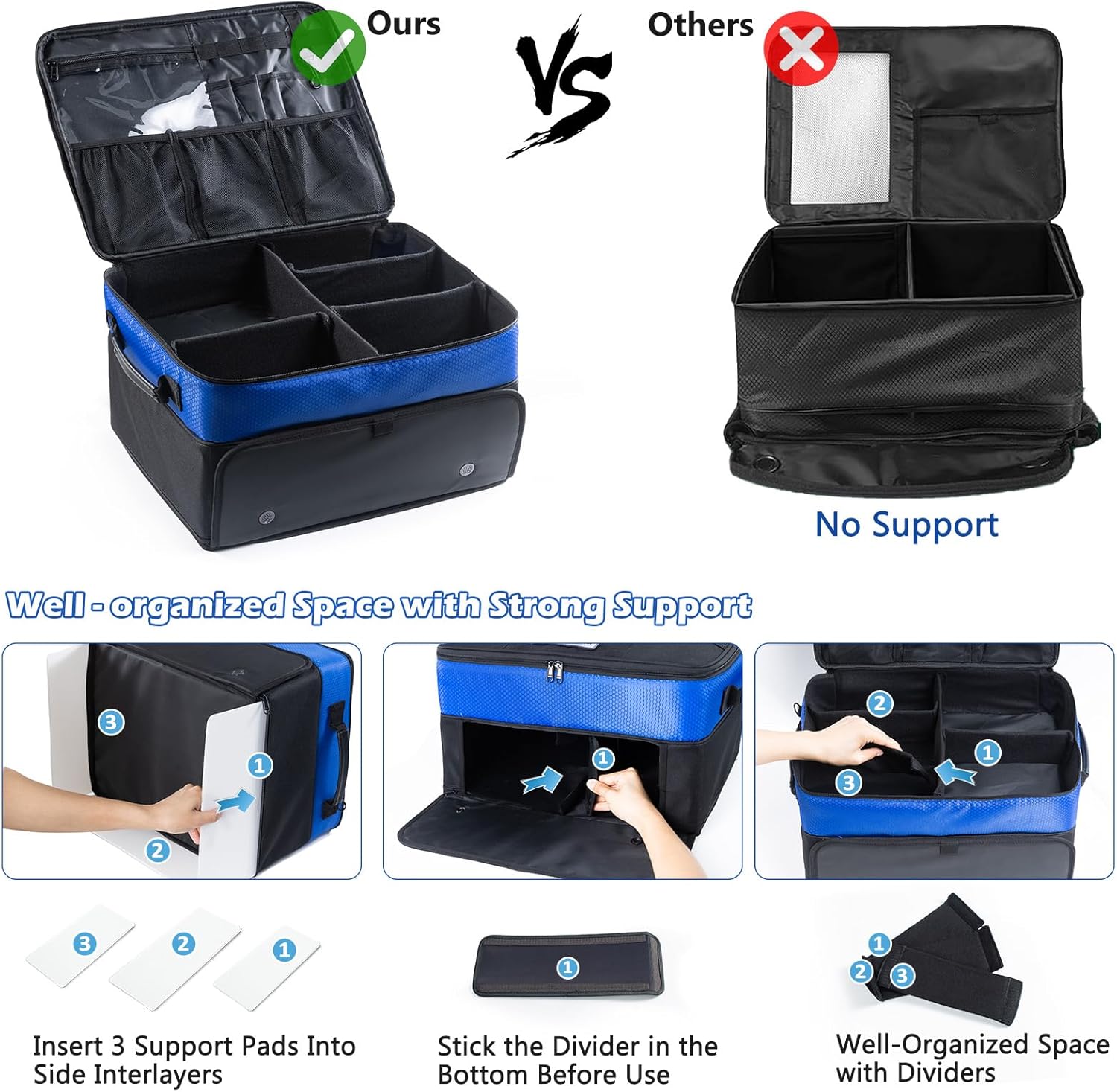 VIGEGARI Upgraded Golf Trunk Organizer Storage with Separate Compartment for 2 Pair Shoes Up to US Mens 16, Golf Car Locker Organizer for Golf Balls, Golf Gloves, Golf Accesories for Men, Golf Gifts