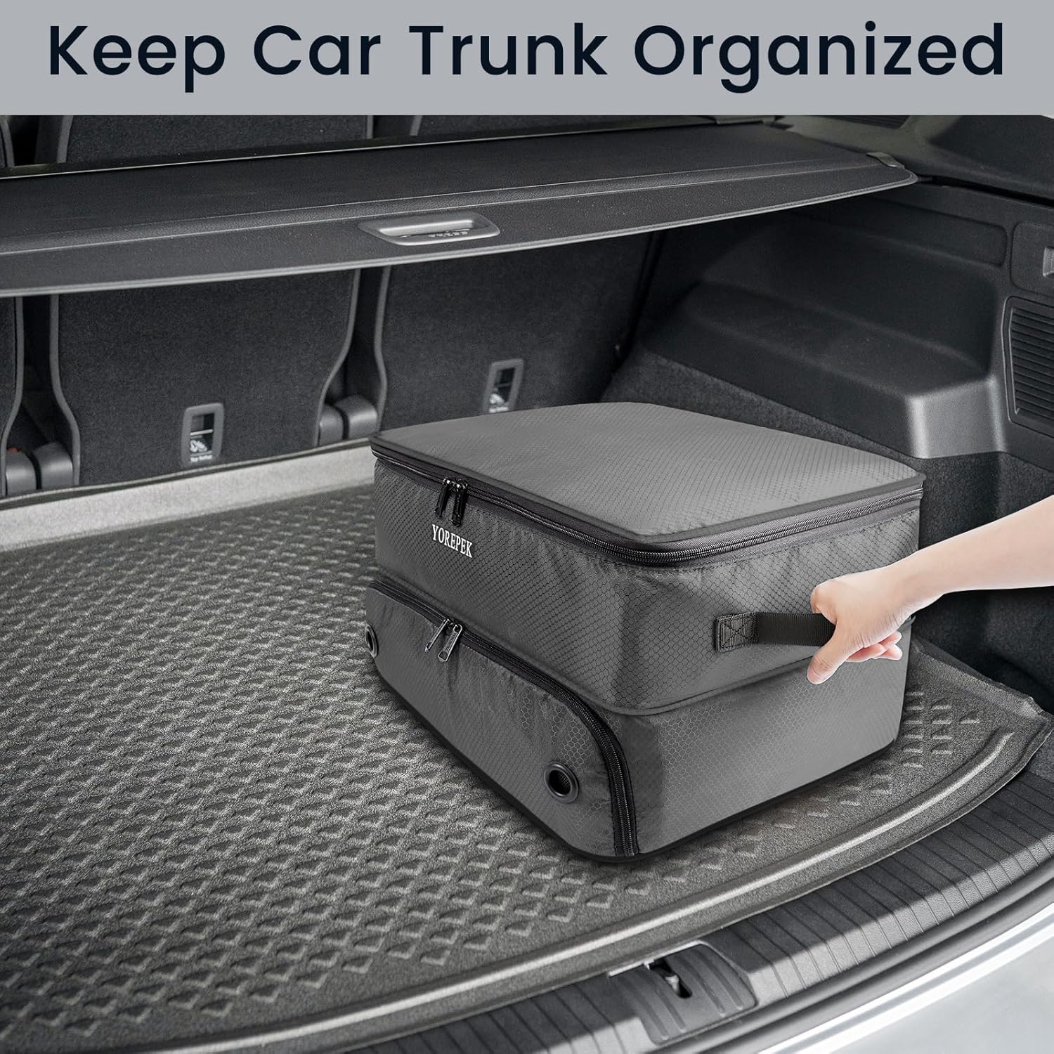 YOREPEK 2 Layer Golf Trunk Organizer, Waterproof Car Golf Locker with Separate Ventilated Compartment for 2 Pair Shoes, Golf Trunk Storage for Balls, Tees, Clothes, Gloves, Accessories, Golf Gifts
