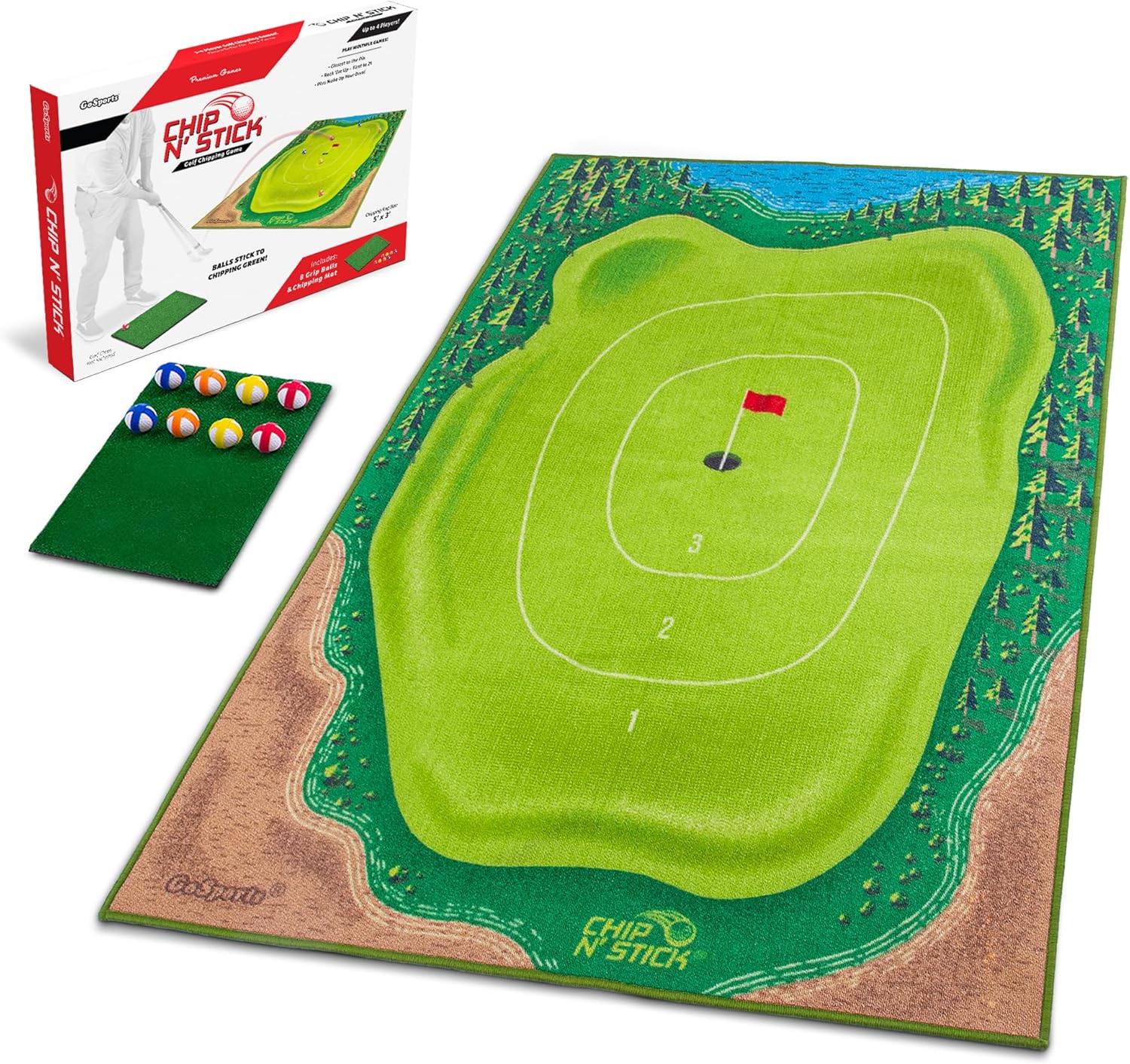 The Original GoSports Chip N' Stick - Giant Golf Games with Balls and Chipping Mat - Choose Classic, Mid-Size, Darts or Islands