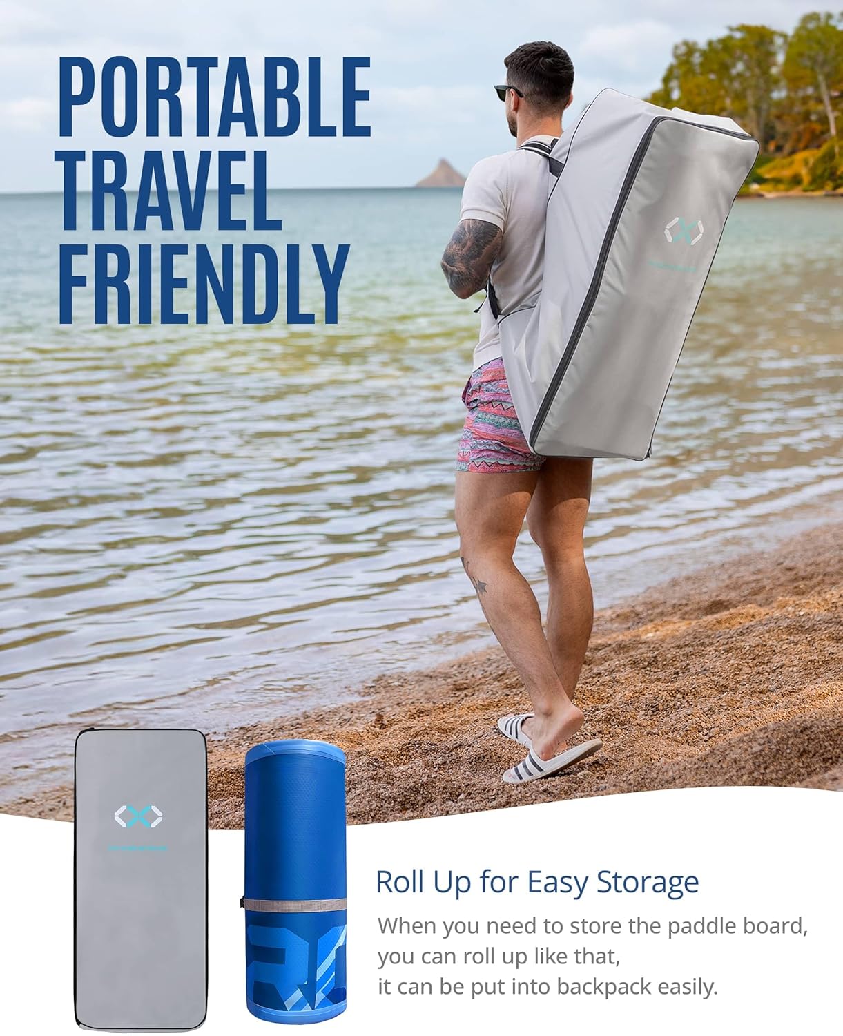 ZLX Super Wide 11'6 x 35 Inflatable Stand Up Paddle Board with Hand Pump for Adults & Youth - Super Stable Fins Design, Non-Slip Deck, Adjustable Paddle, Safety Leash, and Carry Bag