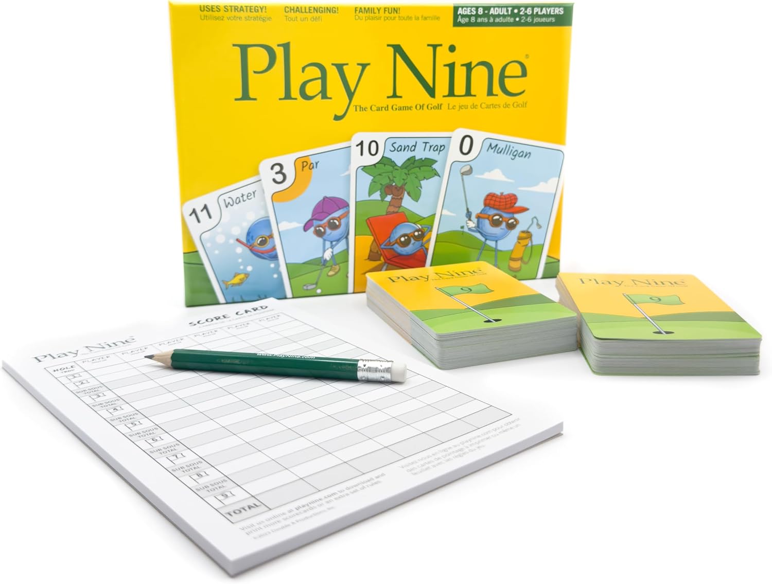 PLAY NINE - The Card Game for Families,Best Strategy Game For Couples, Fun Game Night Kids, Teens and Adults, The Perfect Golf Gift