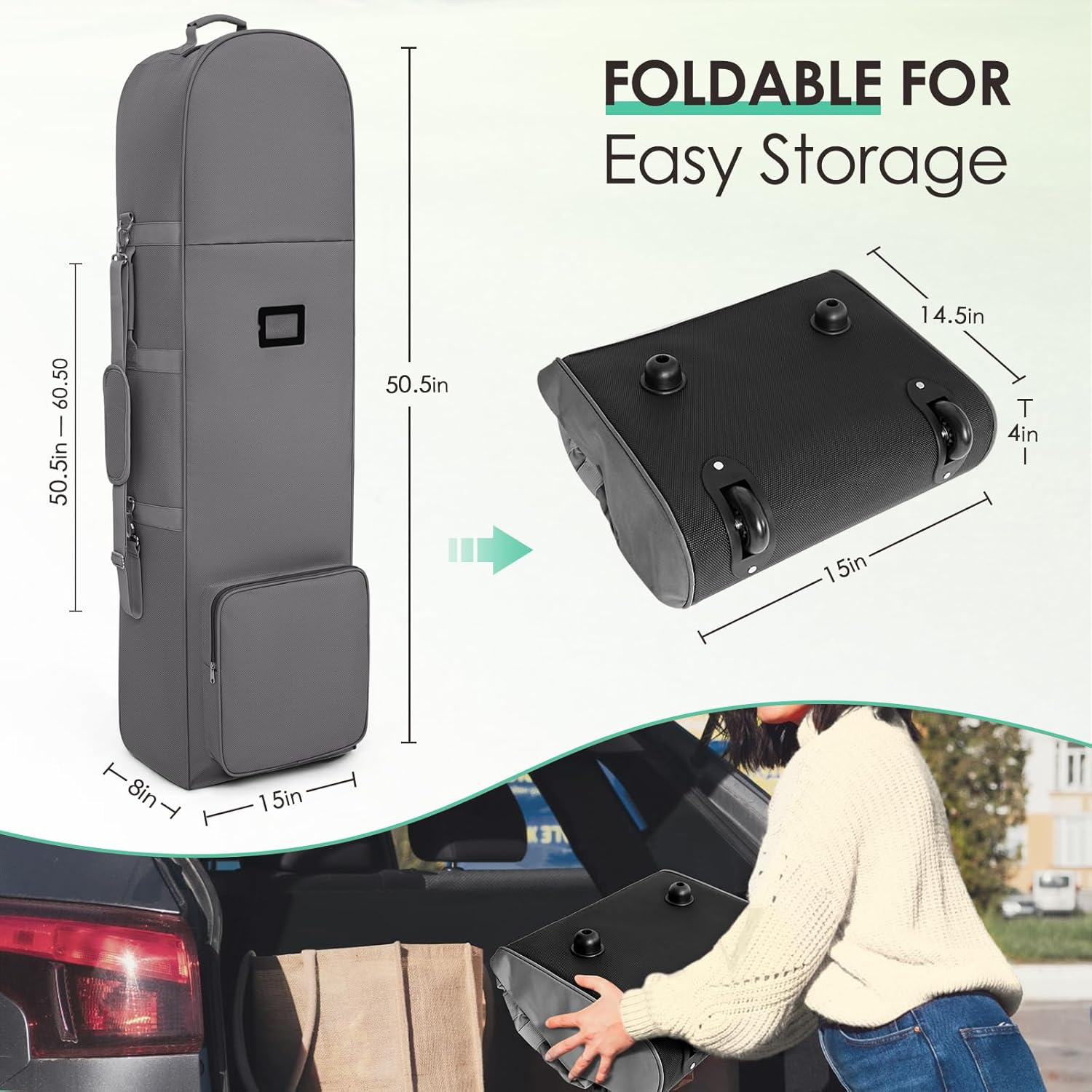 DAREKUKU Golf Travel Covers for Airlines with Detachable Shoulder Straps, Soft Foldable Golf Club Travel Bags, 900D Heavy Duty Oxford -Universal Size