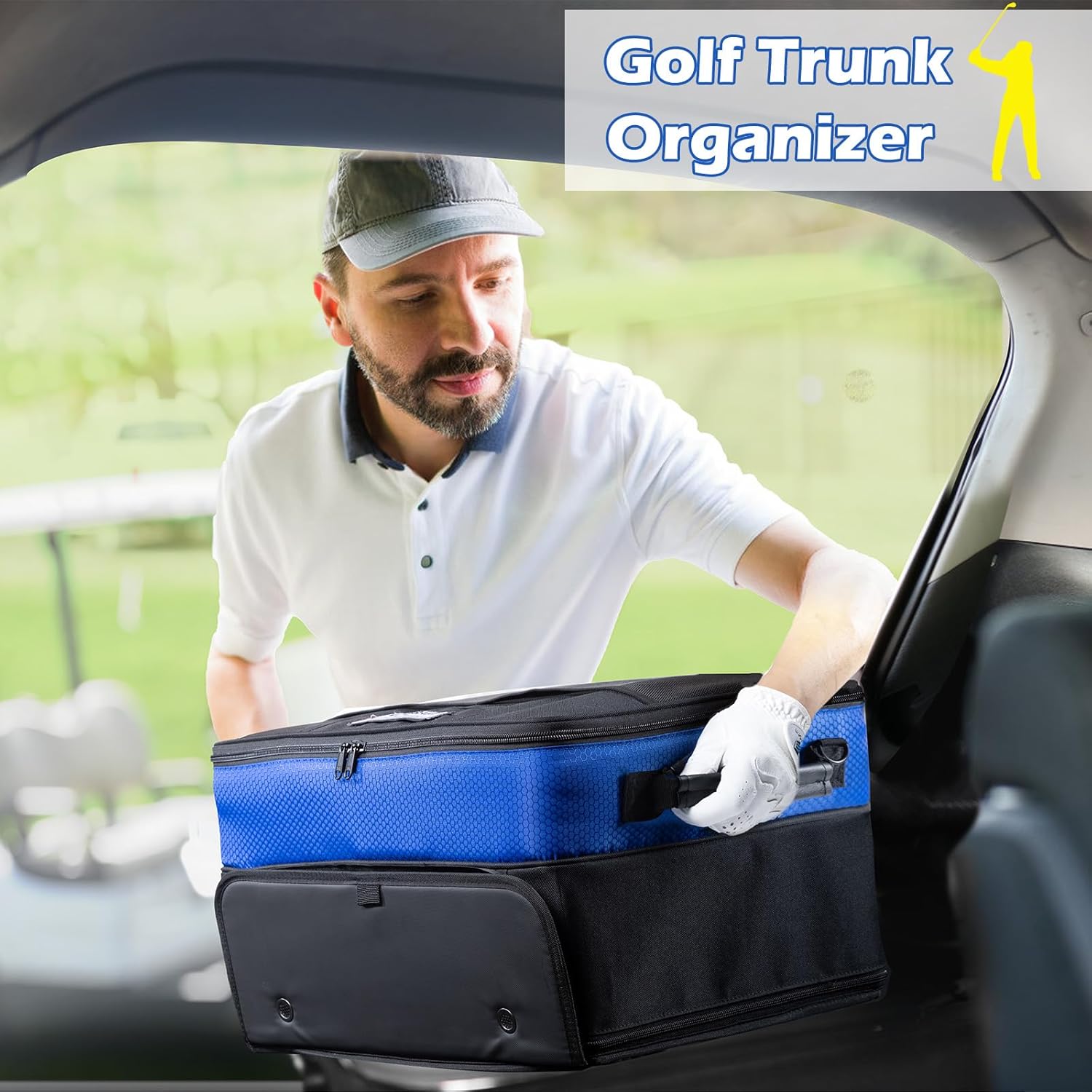 VIGEGARI Upgraded Golf Trunk Organizer Storage with Separate Compartment for 2 Pair Shoes Up to US Mens 16, Golf Car Locker Organizer for Golf Balls, Golf Gloves, Golf Accesories for Men, Golf Gifts
